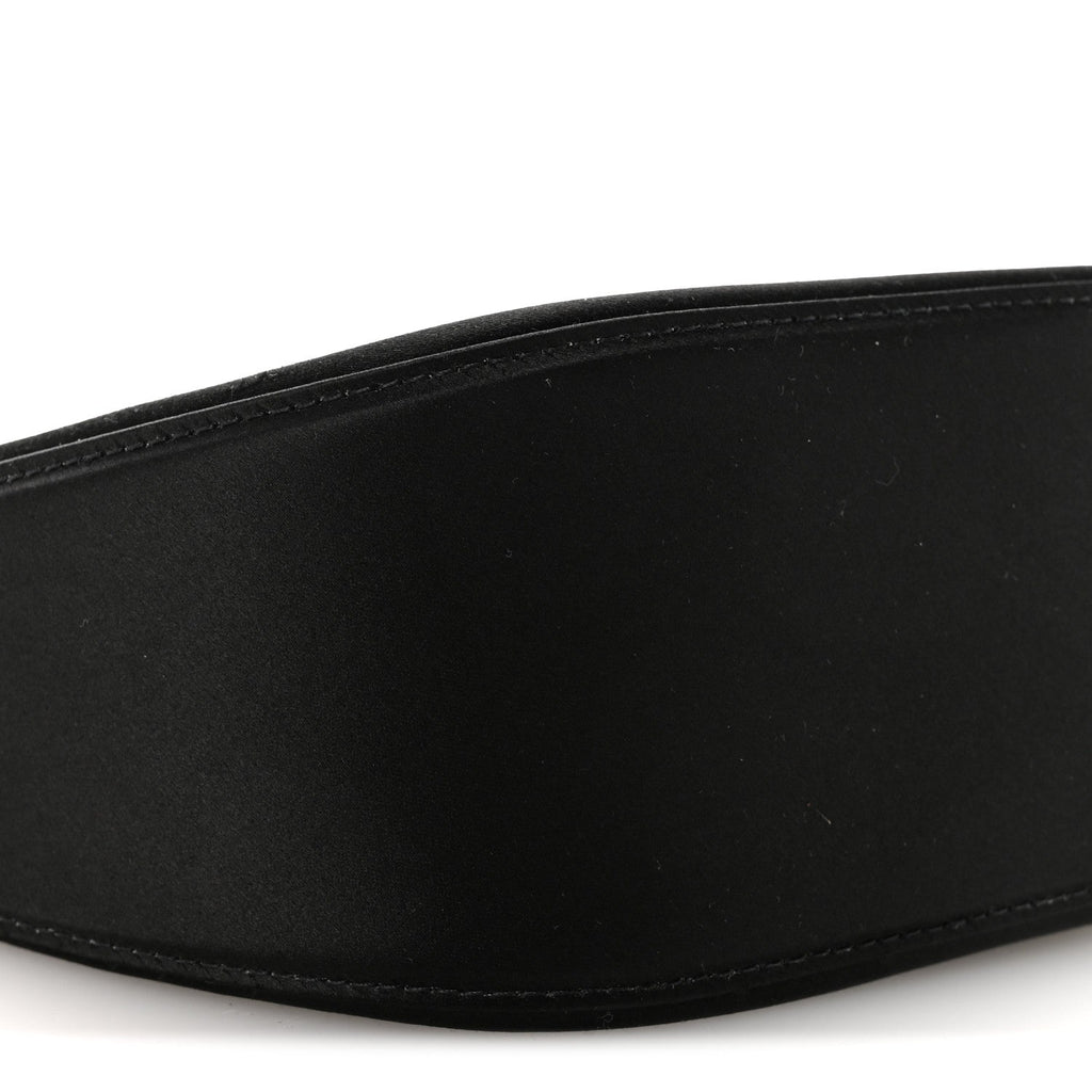 Satin Crystal Mini Vlogo Moon Bag Black