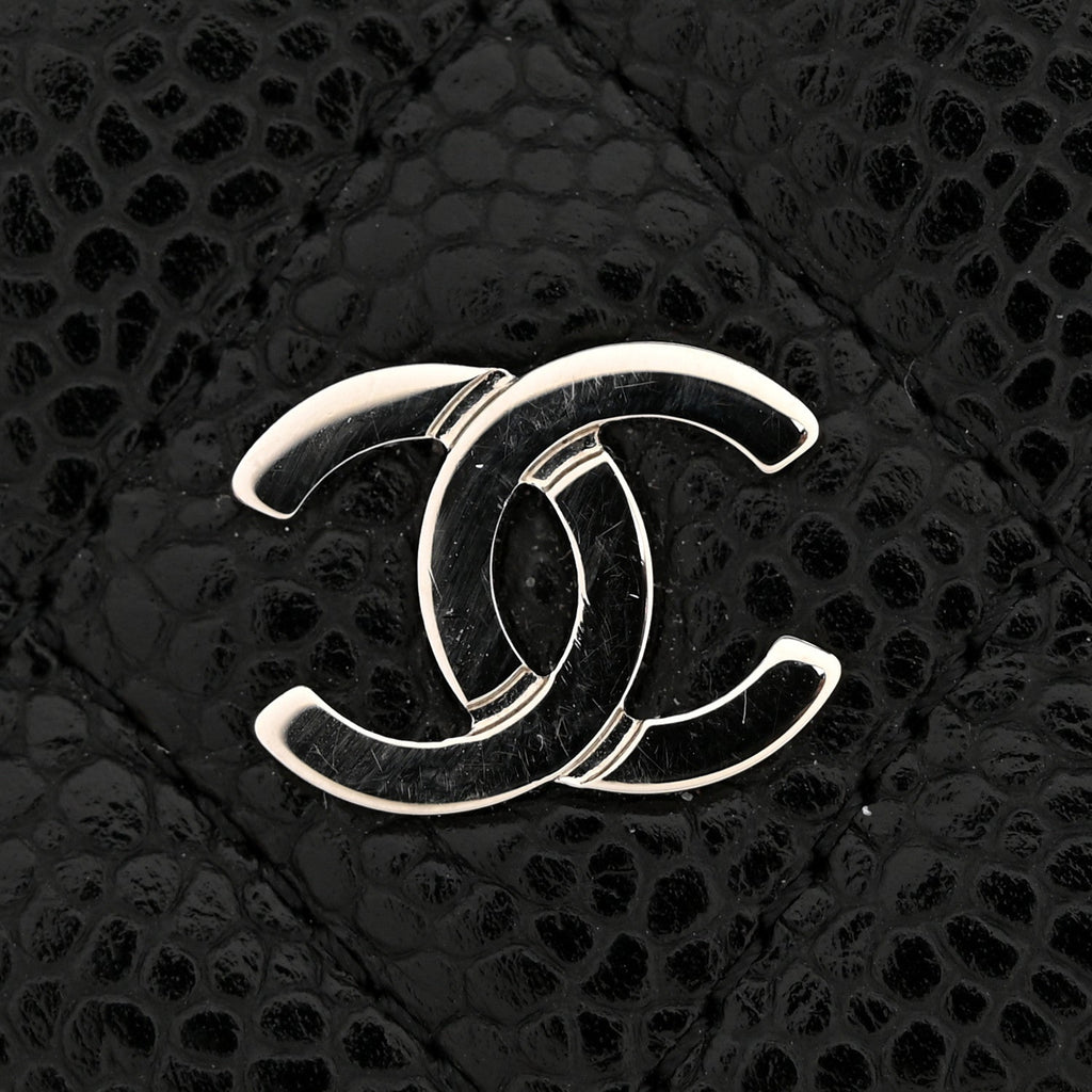 Caviar Quilted Flap  Holder Black
