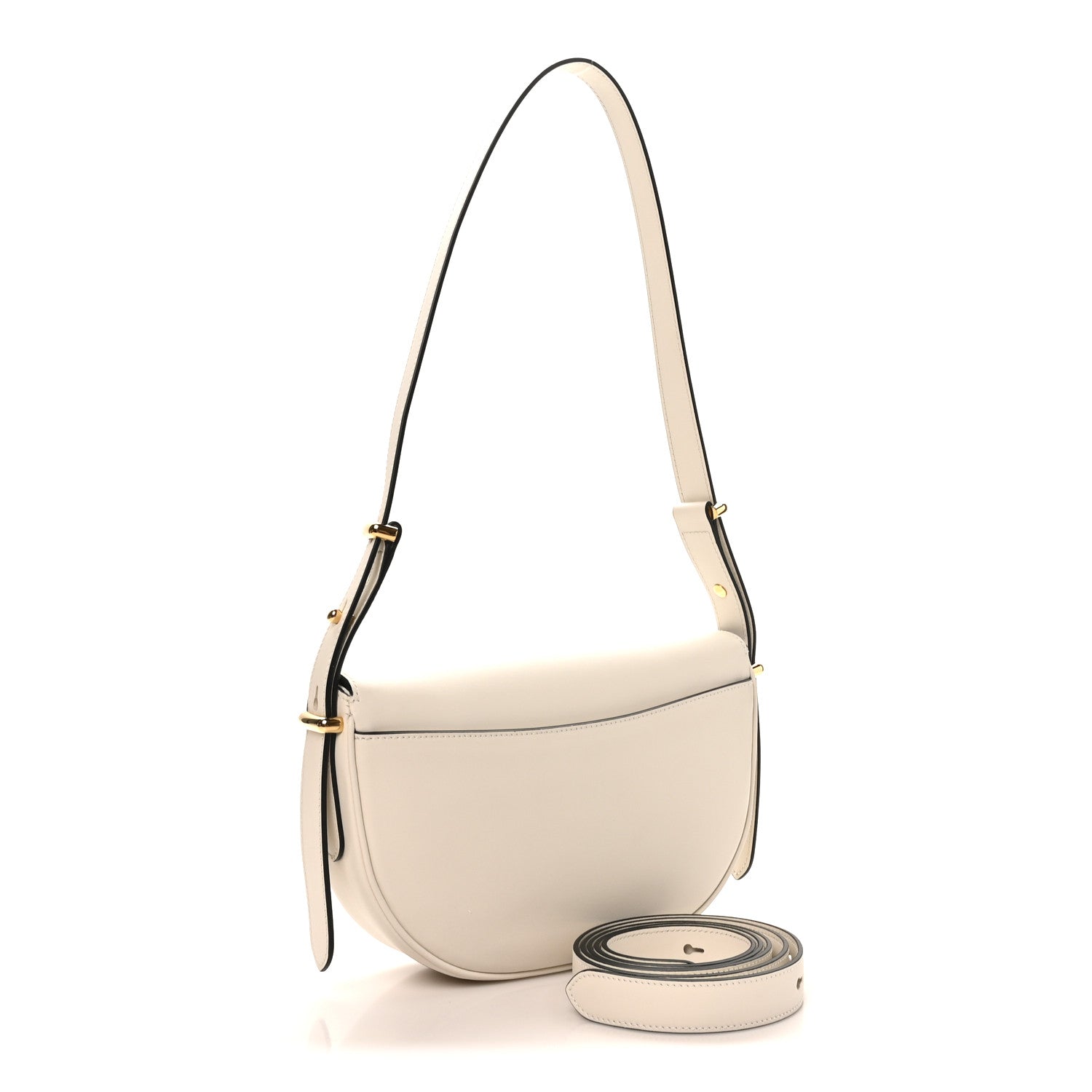 Soft Calfskin Triangle Arque Flap Shoulder Bag White