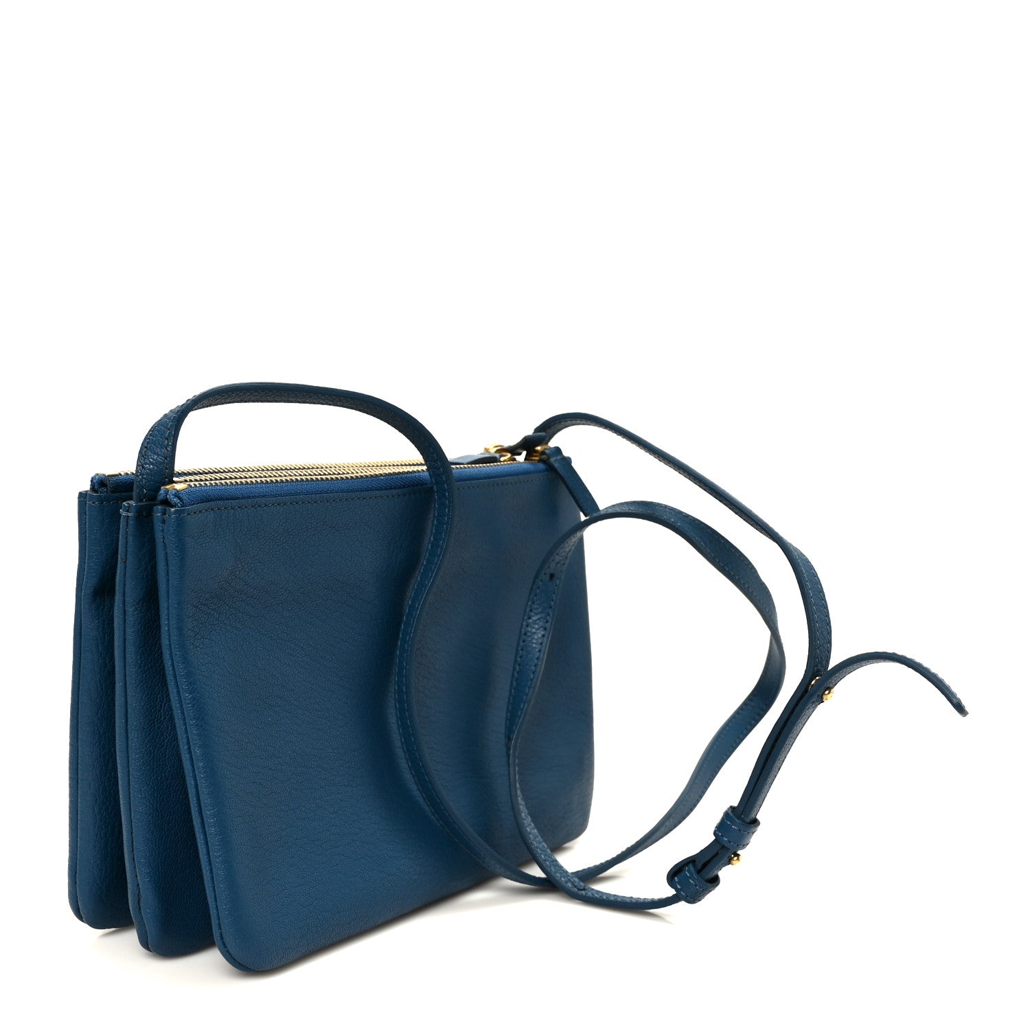 Goatskin Small Trio Crossbody Bag Blue