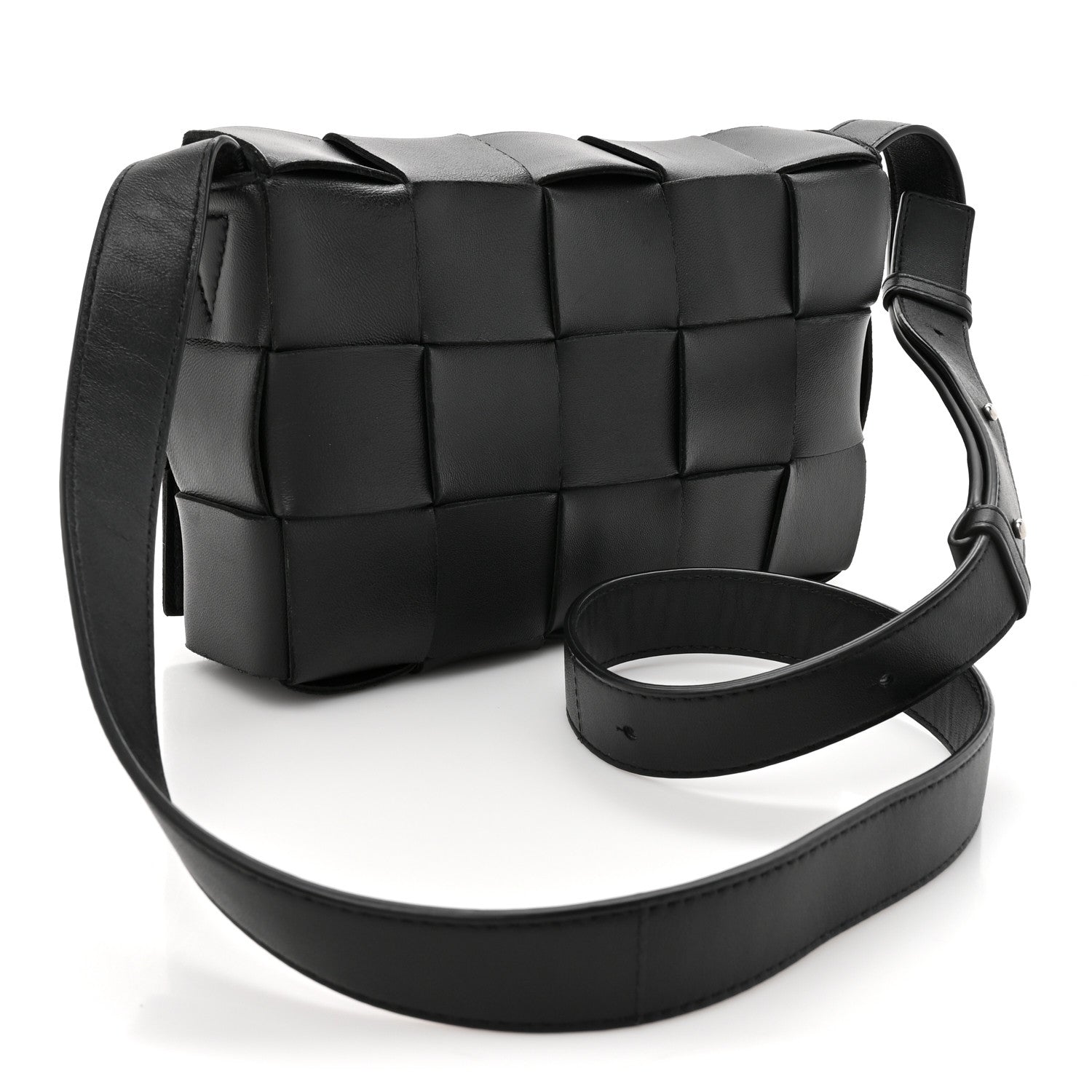 Lambskin Maxi Intrecciato Cassette Crossbody Bag Black