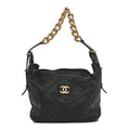 Calfskin Quilted Daily Hobo Black