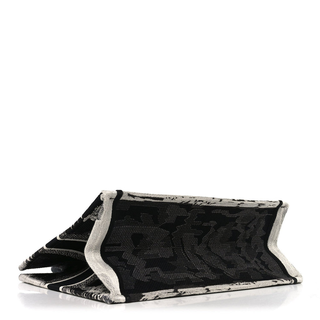 Canvas Embroidered Medium Paris Book Tote Black White