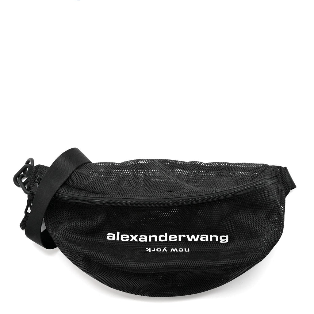 Nylon Mesh Logo Printed Attica Gym Shoulder Bag Black