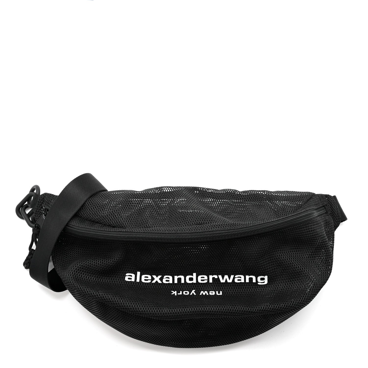 Nylon Mesh Logo Printed Attica Gym Shoulder Bag Black