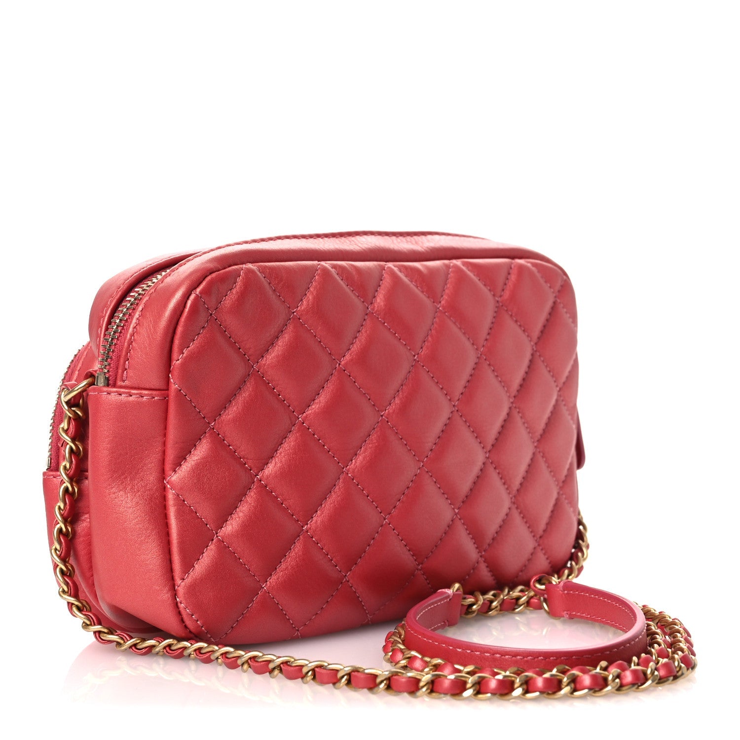Calfskin Quilted Day Trips Camera Case Pink