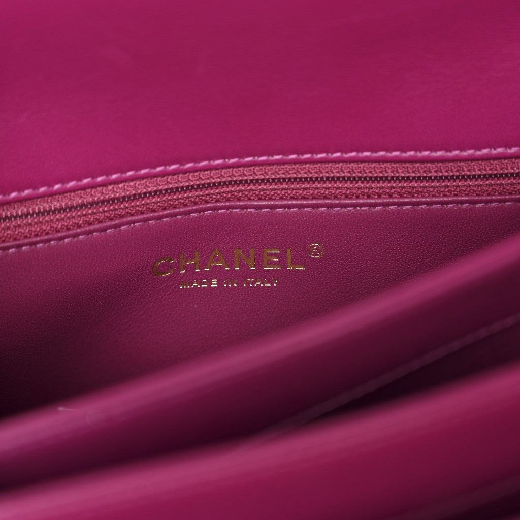 Lambskin Quilted Small Trendy CC Flap Dual Handle Bag Dark Pink
