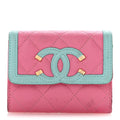 Caviar Quilted Filigree Flap  Holder Pink Blue Green