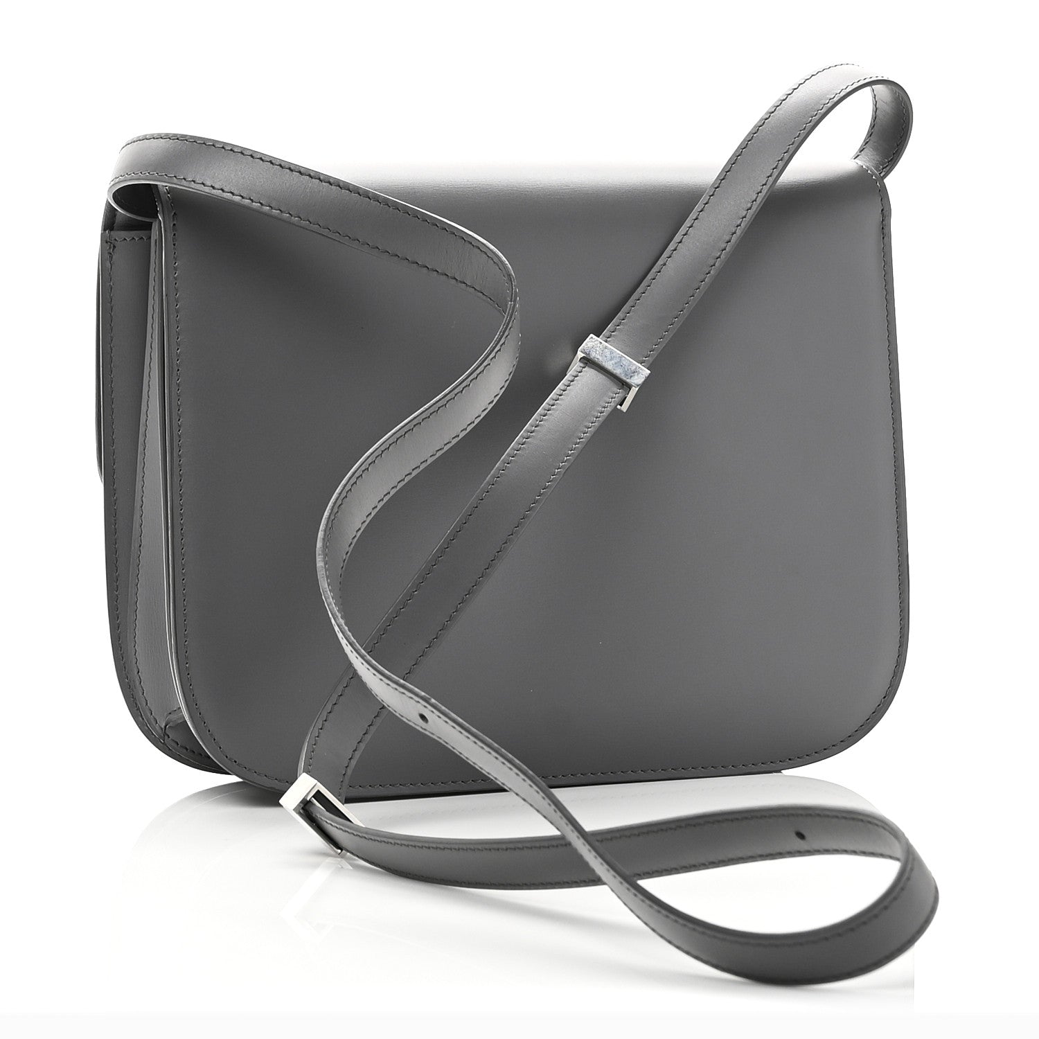 Box Calfskin Medium Classic Box Flap Bag Zinc