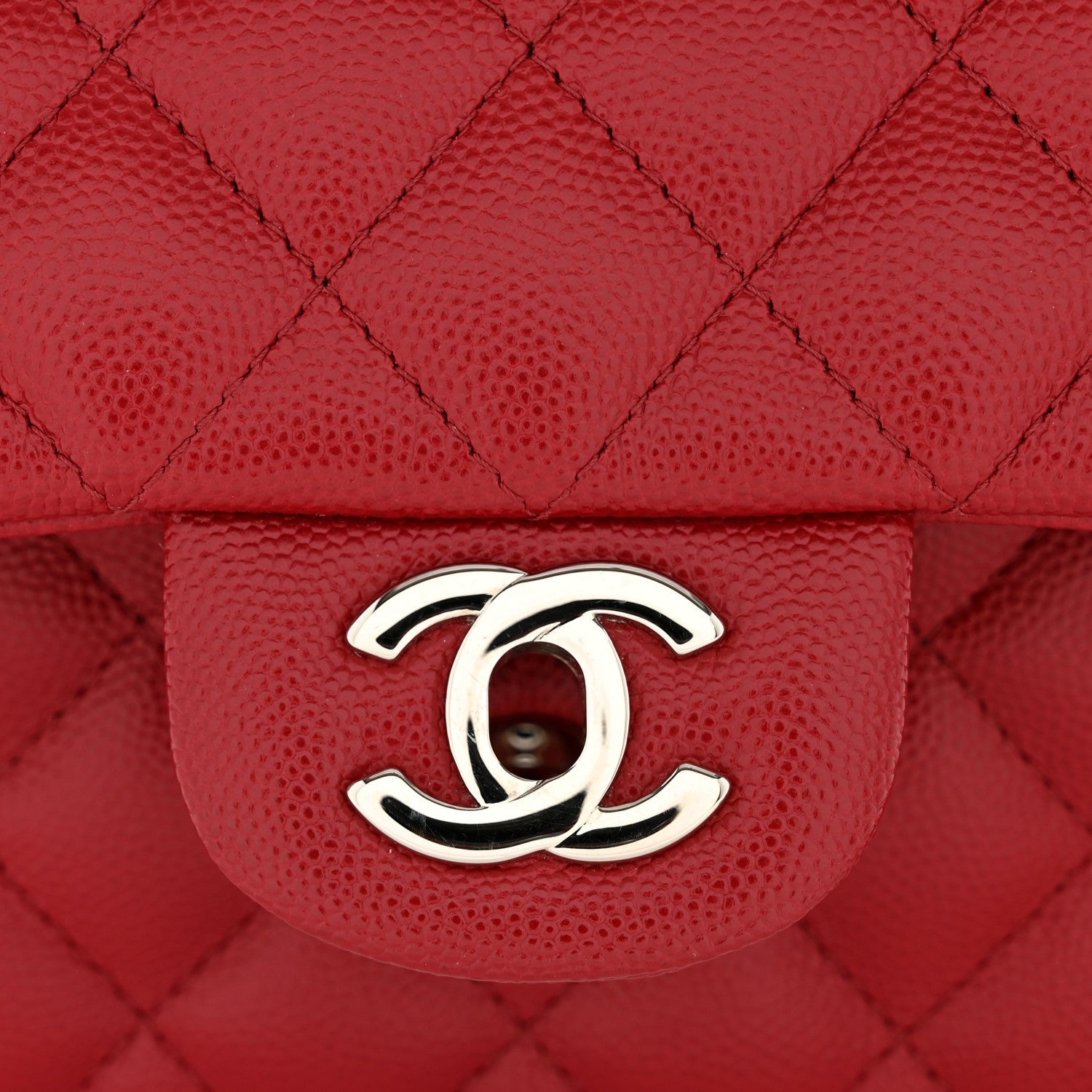 Caviar Quilted Mini Rectangular Flap Dark Red