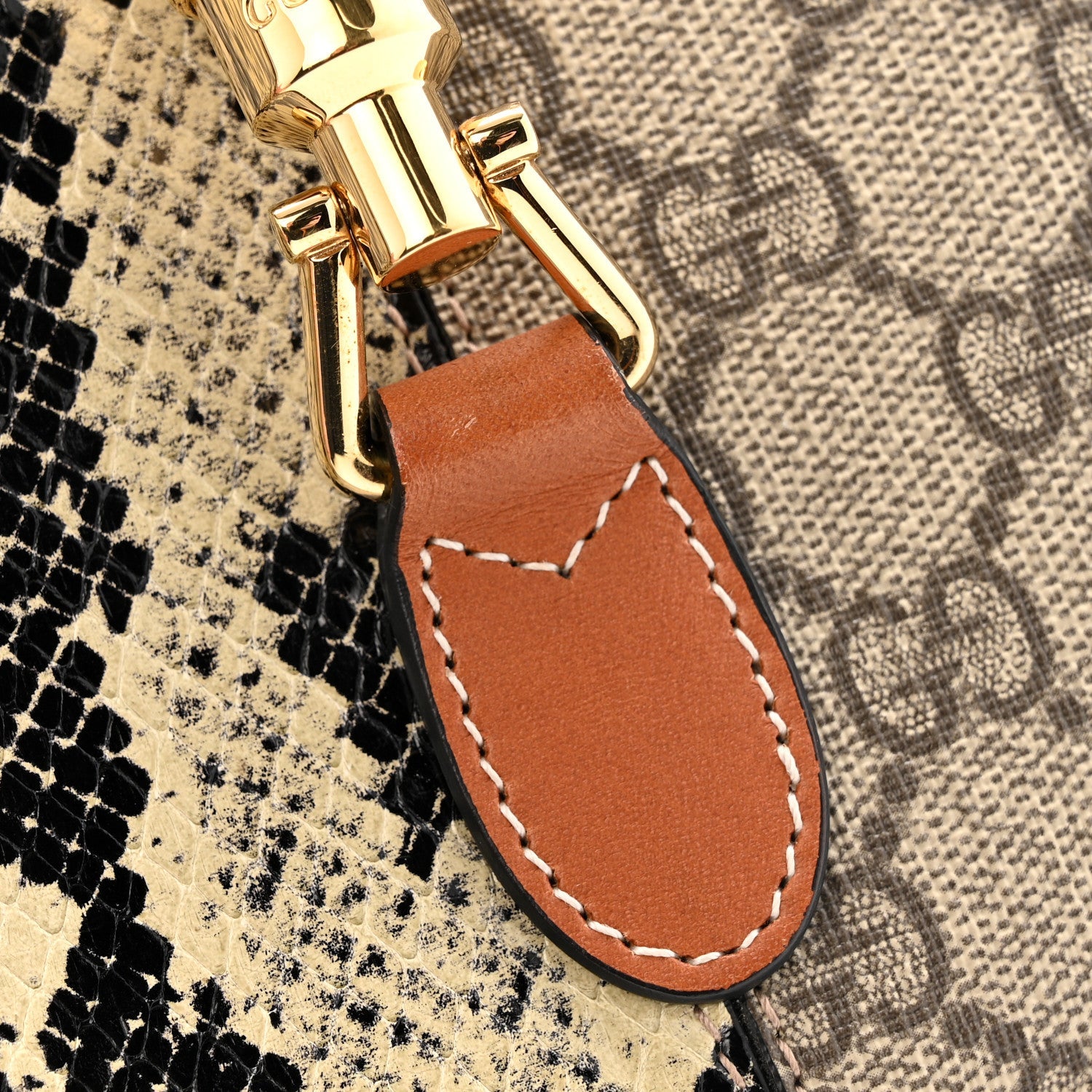 GG Supreme Monogram Snakeskin Small Jackie 1961 Hobo Beige Ebony
