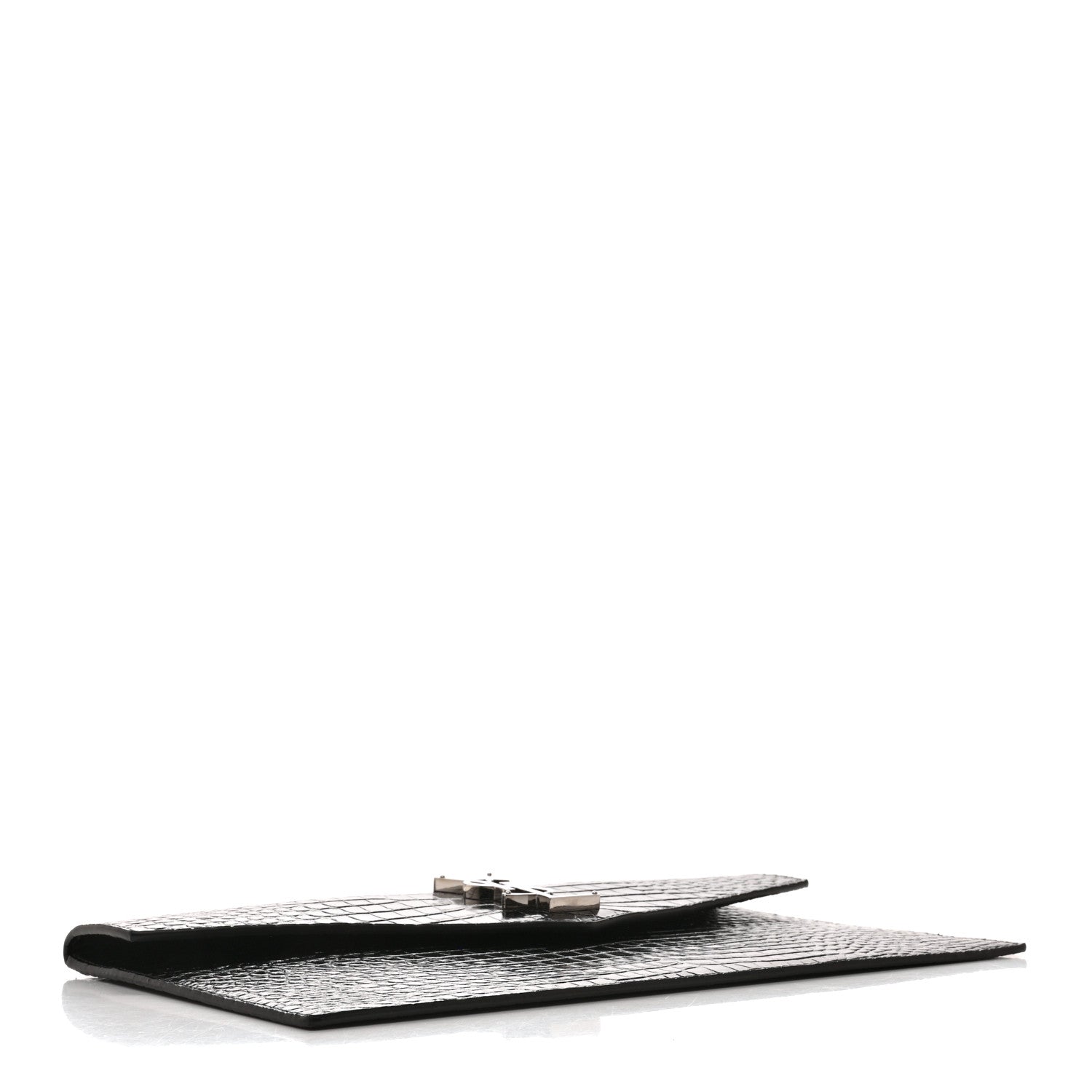 Calfskin Crocodile Embossed Uptown Monogram Pouch Black