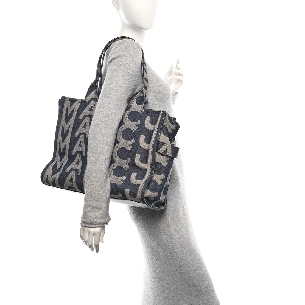 Denim Jacquard Large The Monogram Tote Bag Denim Blue