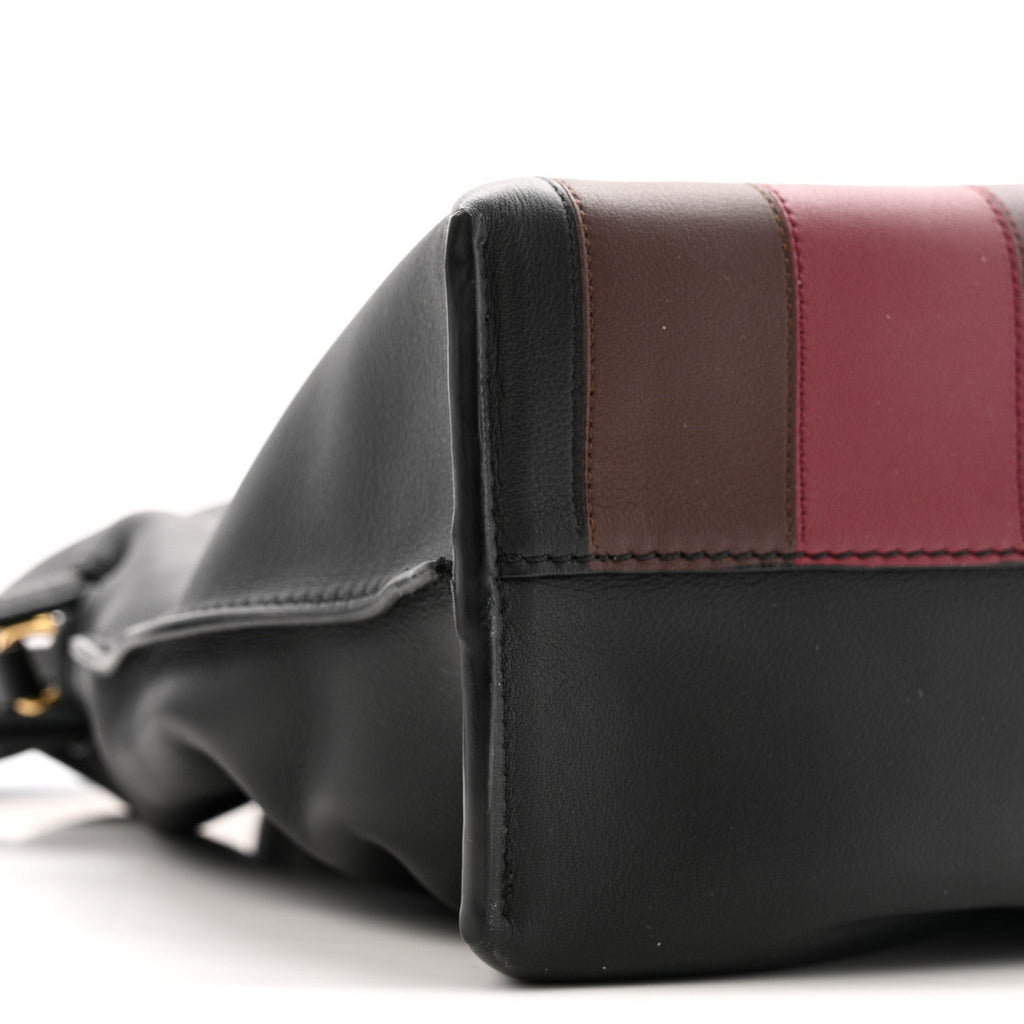 X ALBERS Nappa Calfskin Medium Flamenco Knot Clutch Black Burgundy