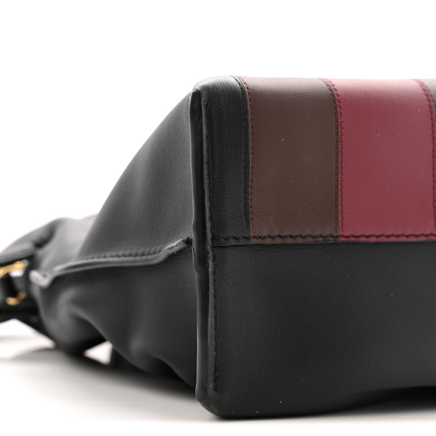 X ALBERS Nappa Calfskin Medium Flamenco Knot Clutch Black Burgundy