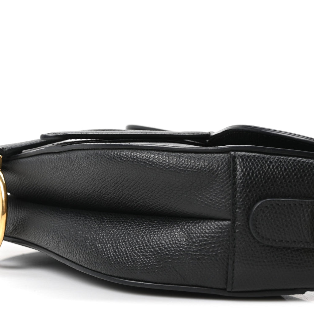 Grained Calfskin Saddle Bag Black