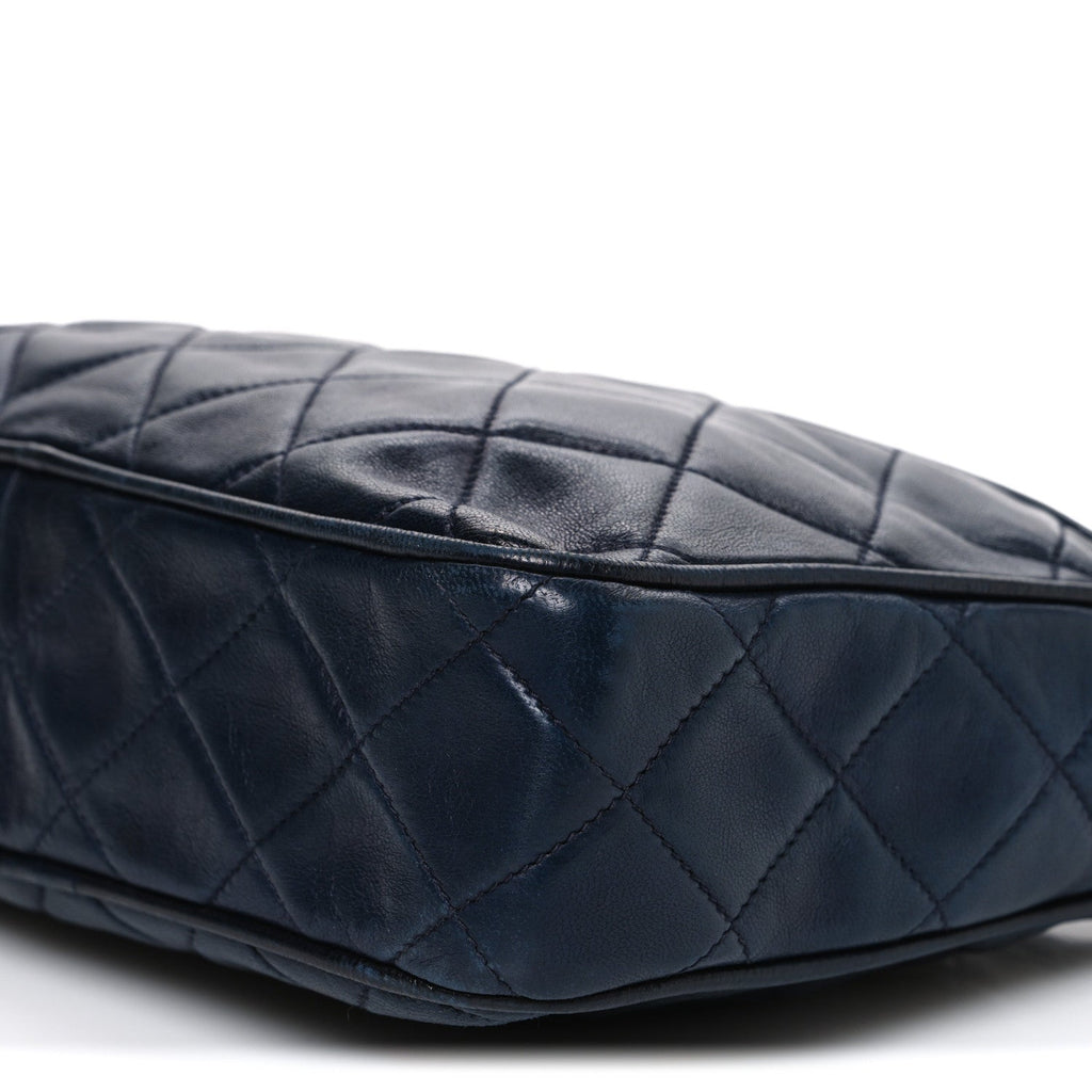 Lambskin Quilted CC Tassel Camera Case Navy