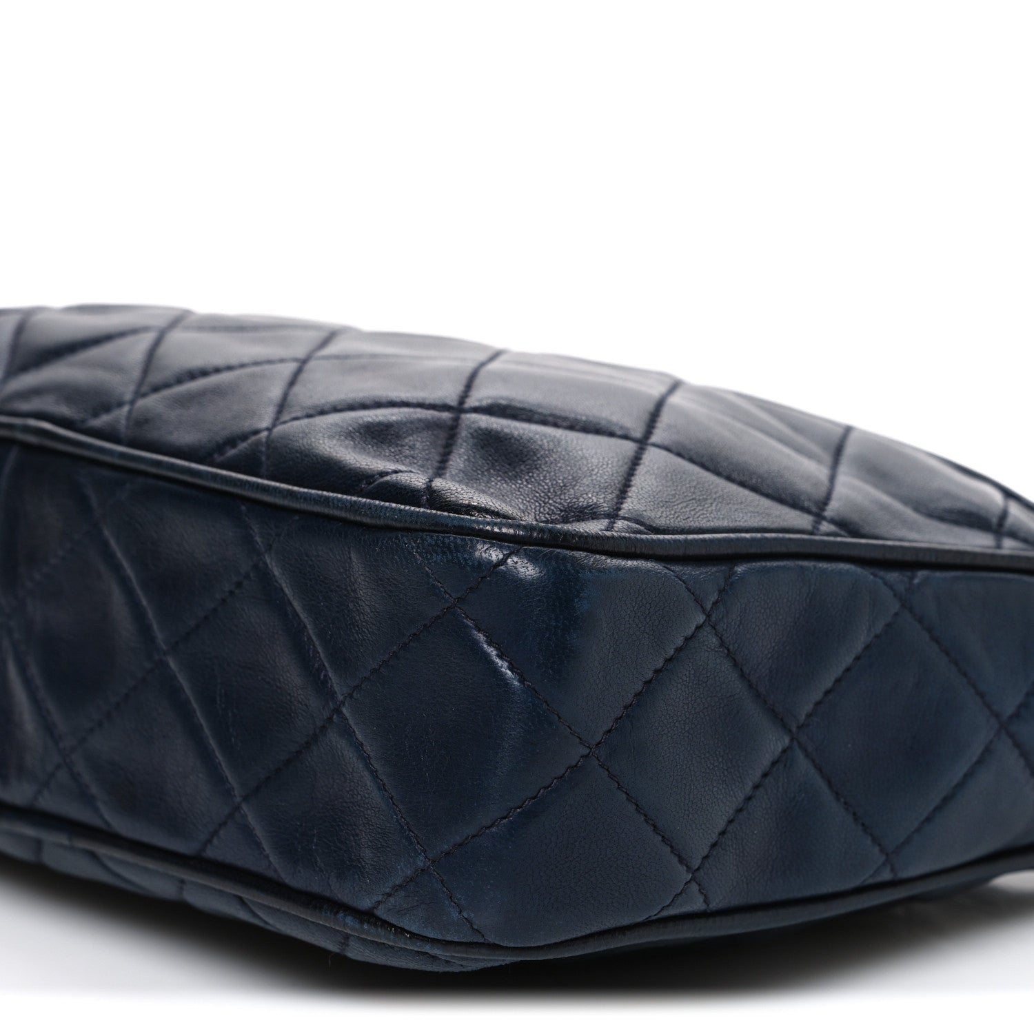 Lambskin Quilted CC Tassel Camera Case Navy