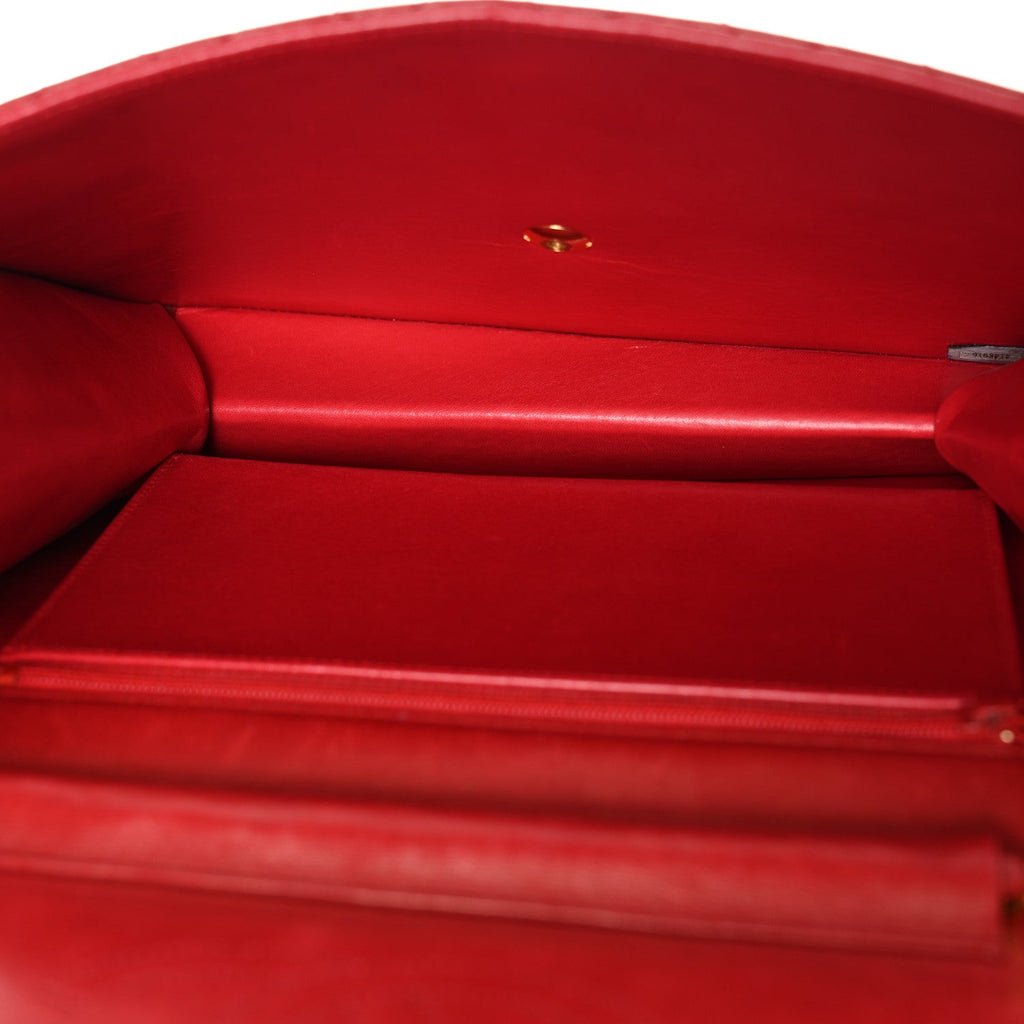 Lambskin Quilted Medium Single Flap Red