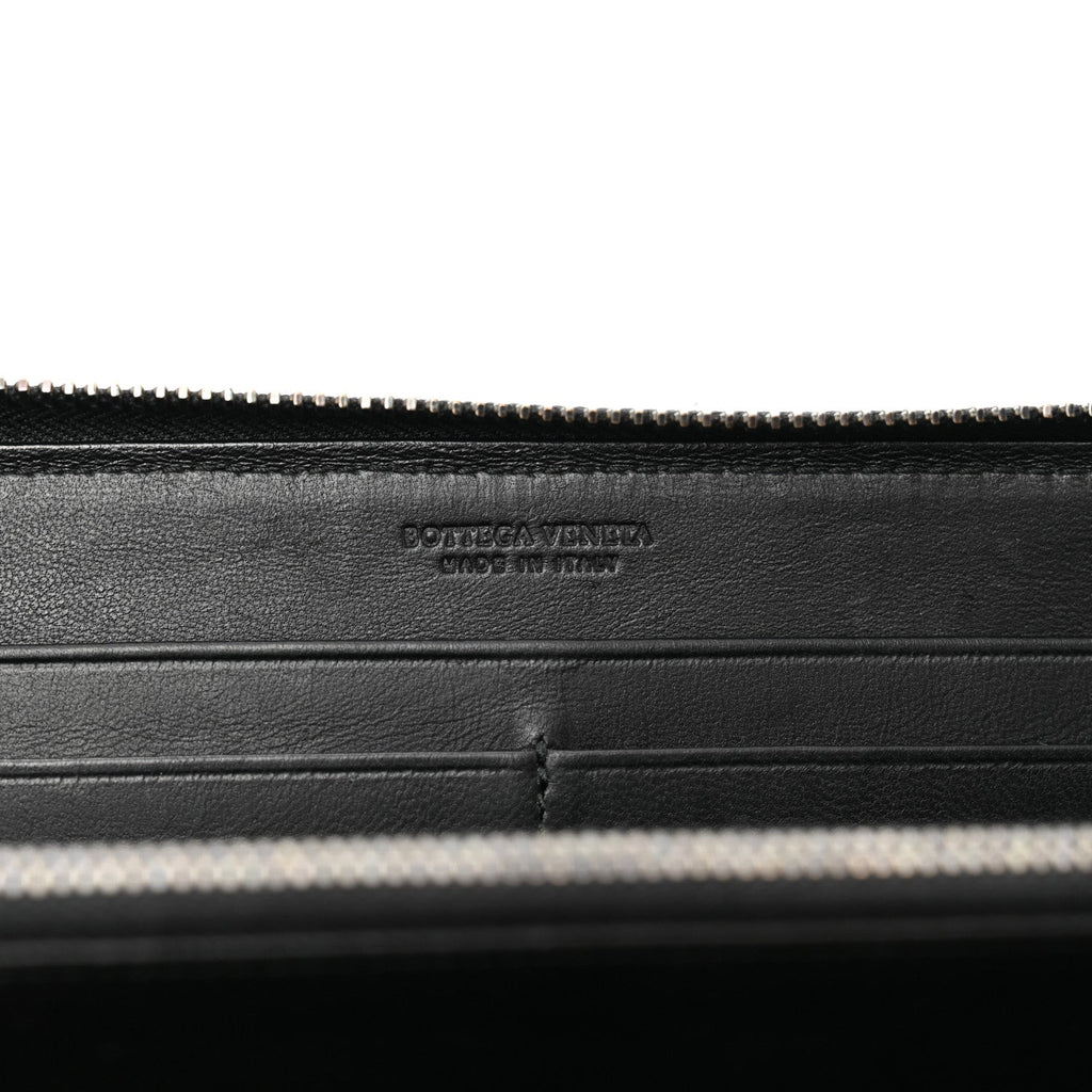 Nappa Intrecciato Zip Around Wallet Black
