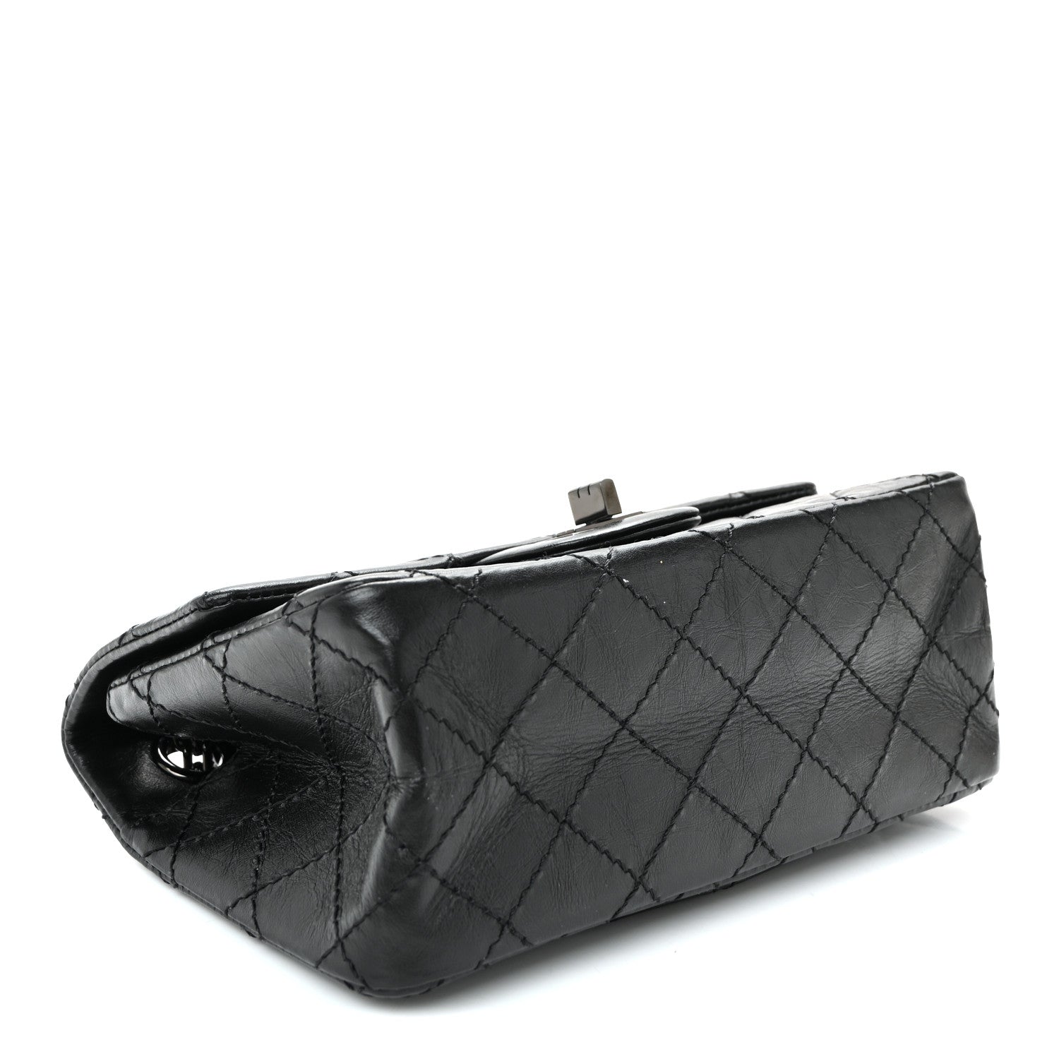 Aged Calfskin Quilted 2.55 Reissue Mini Flap So Black