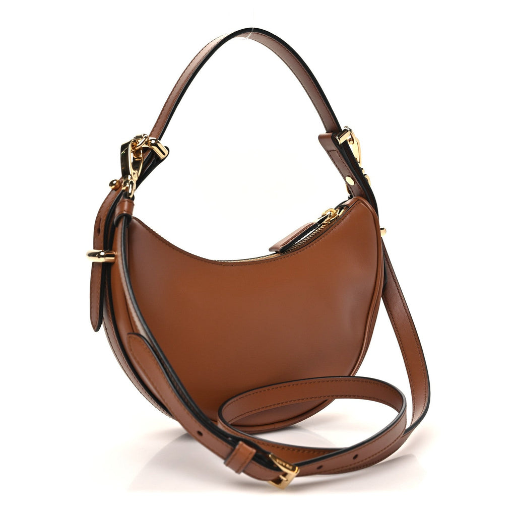 Soft Calfskin Mini Arque Shoulder Bag Cognac