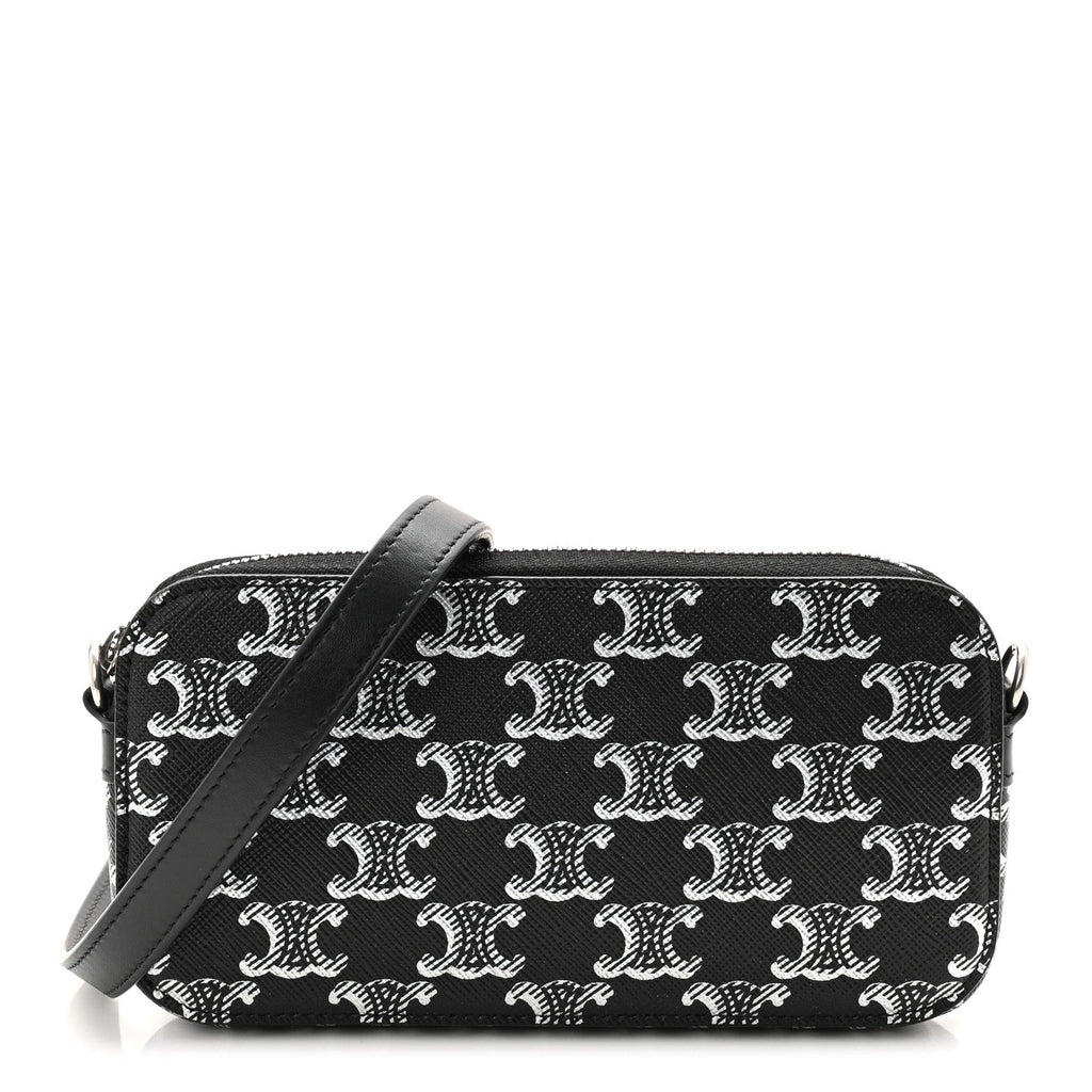 Triomphe Canvas Horizontal Pouch Silver Black