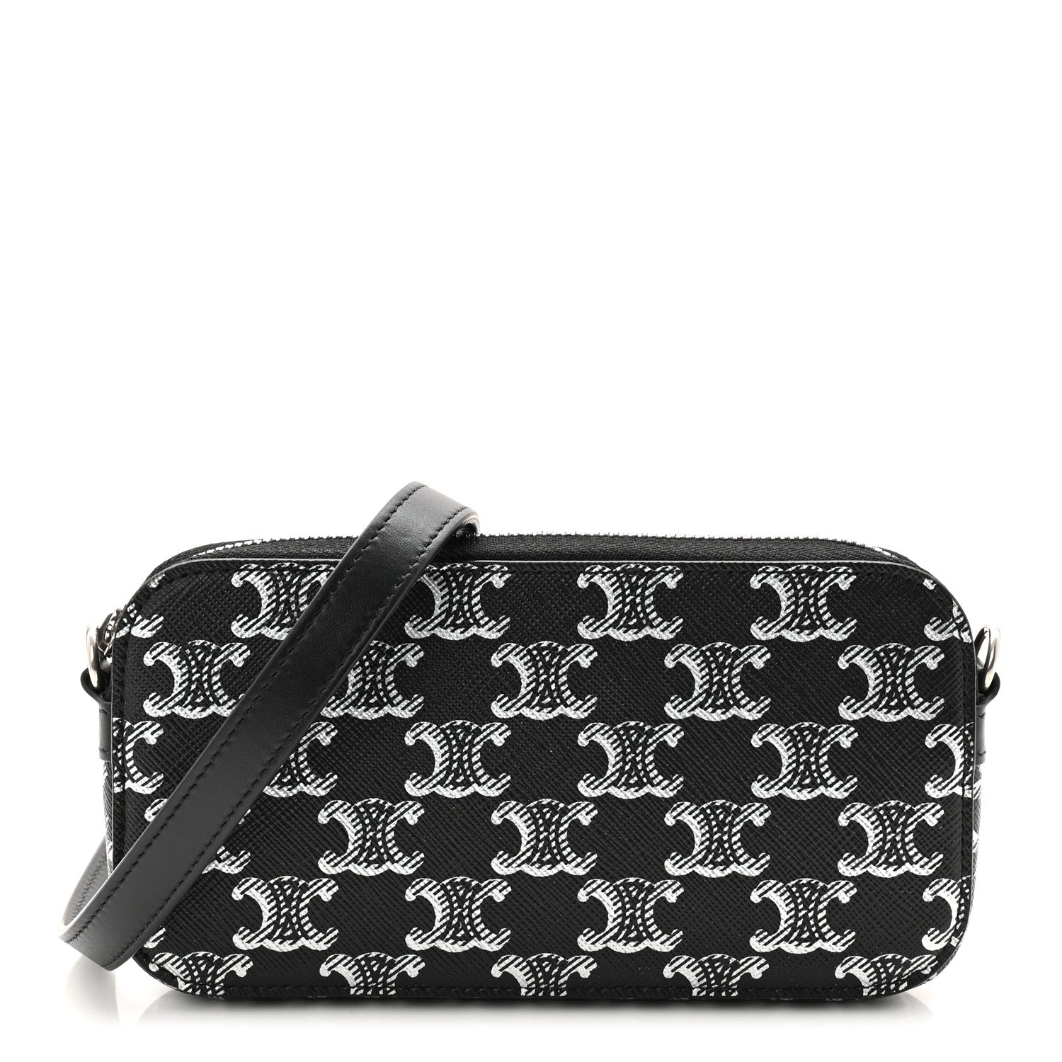 Triomphe Canvas Horizontal Pouch Silver Black