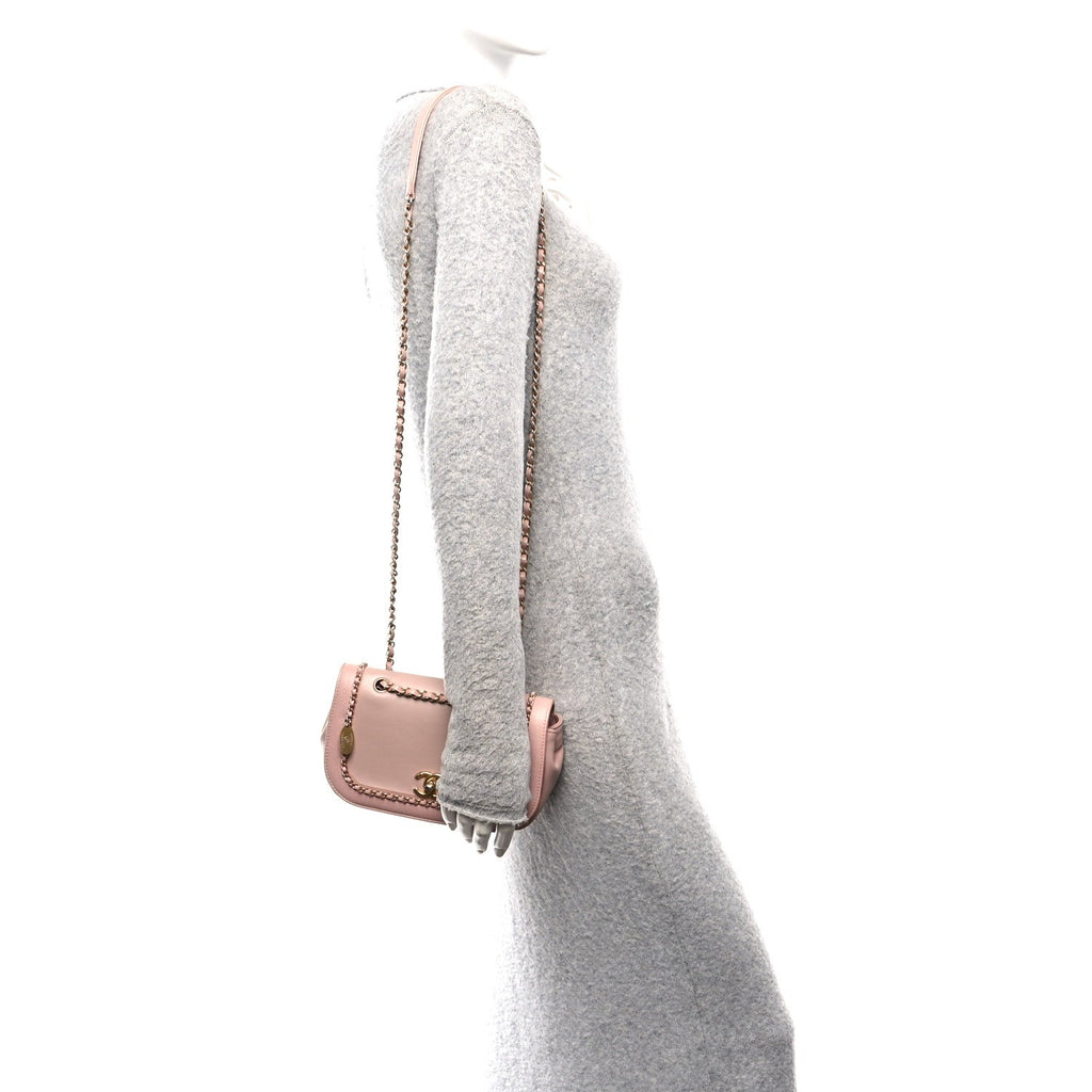 Lambskin Caviar Lovely Chains Flap Shoulder Bag Pink