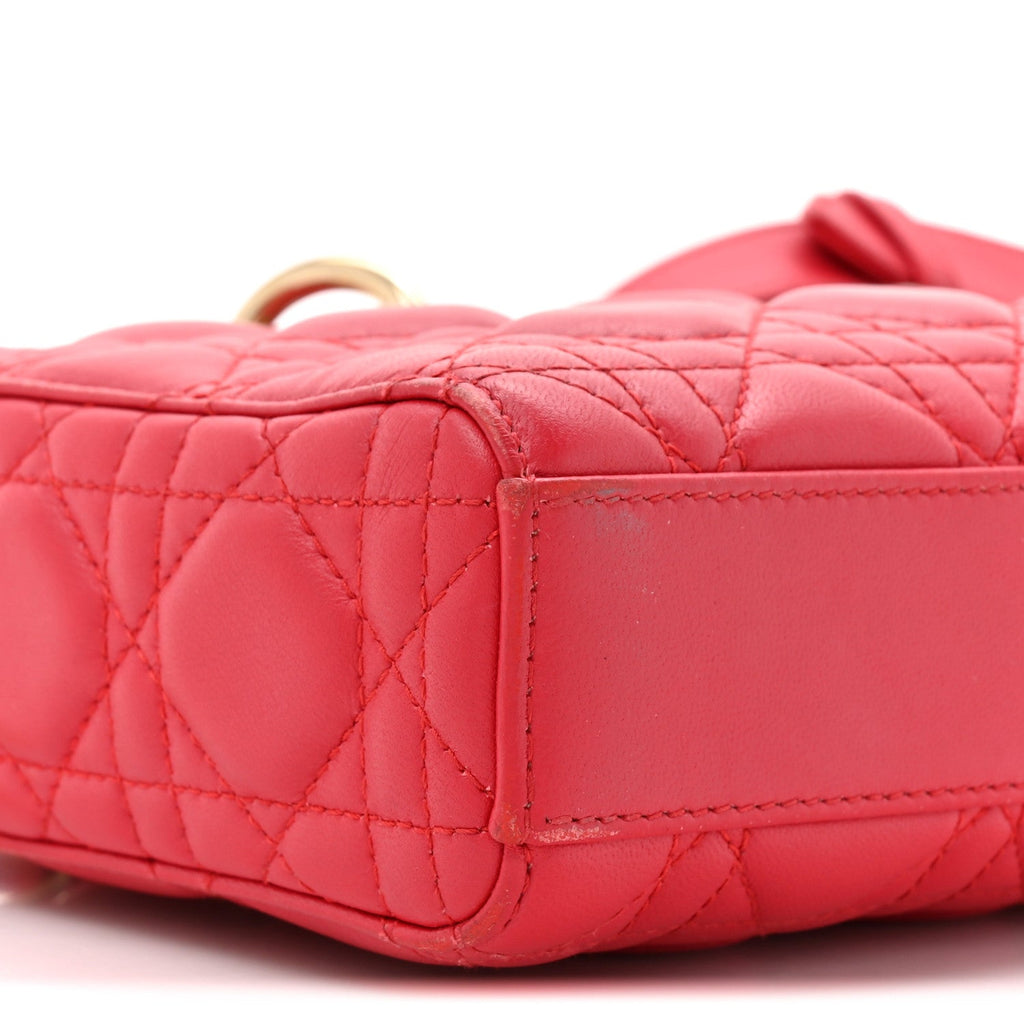 Lambskin Cannage Medium Lady D-Joy Red