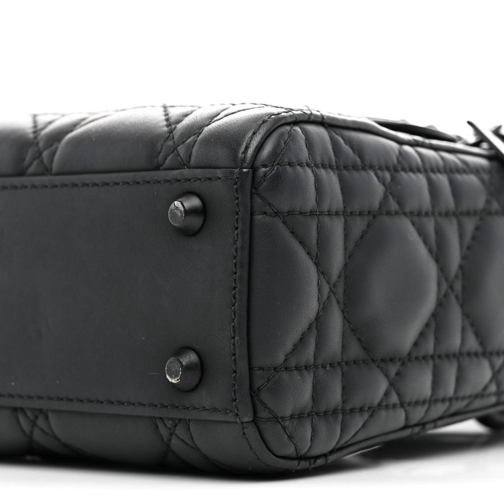 Ultra Matte Calfskin Cannage Mini Lady Dior Black