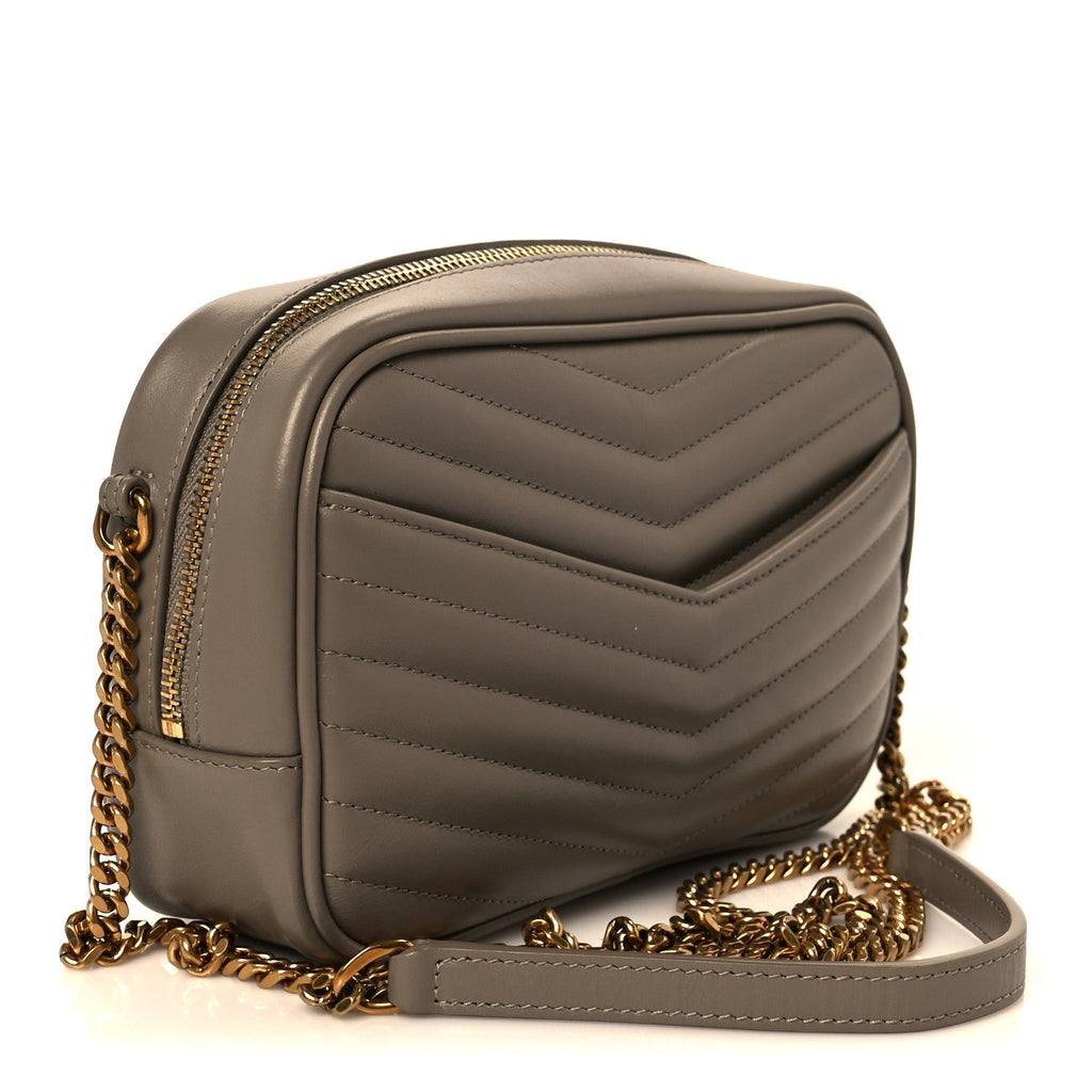 Calfskin Matelasse Monogram Mini Lou Camera Bag Greyish Brown