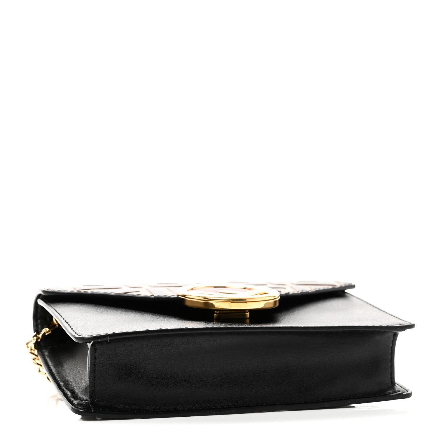 Vitello Liberty F is Fendi Bi-Color FF 1974 Embossed Envelope Belt Bag Maya Black