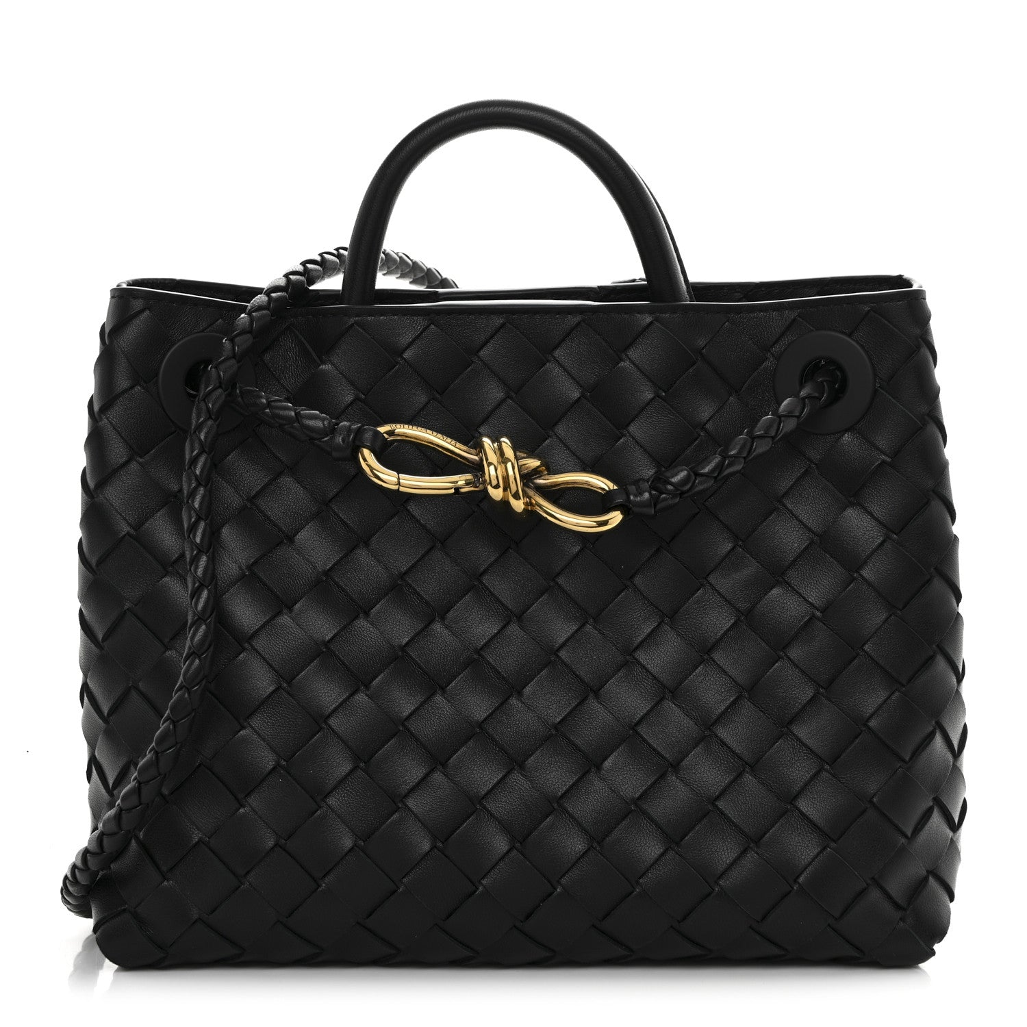 Nappa Intrecciato Small Andiamo Shoulder Bag Black