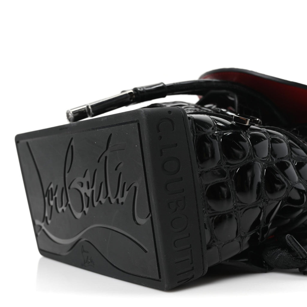 Calfskin Alligator Embossed Small Explorafunk Backpack Black