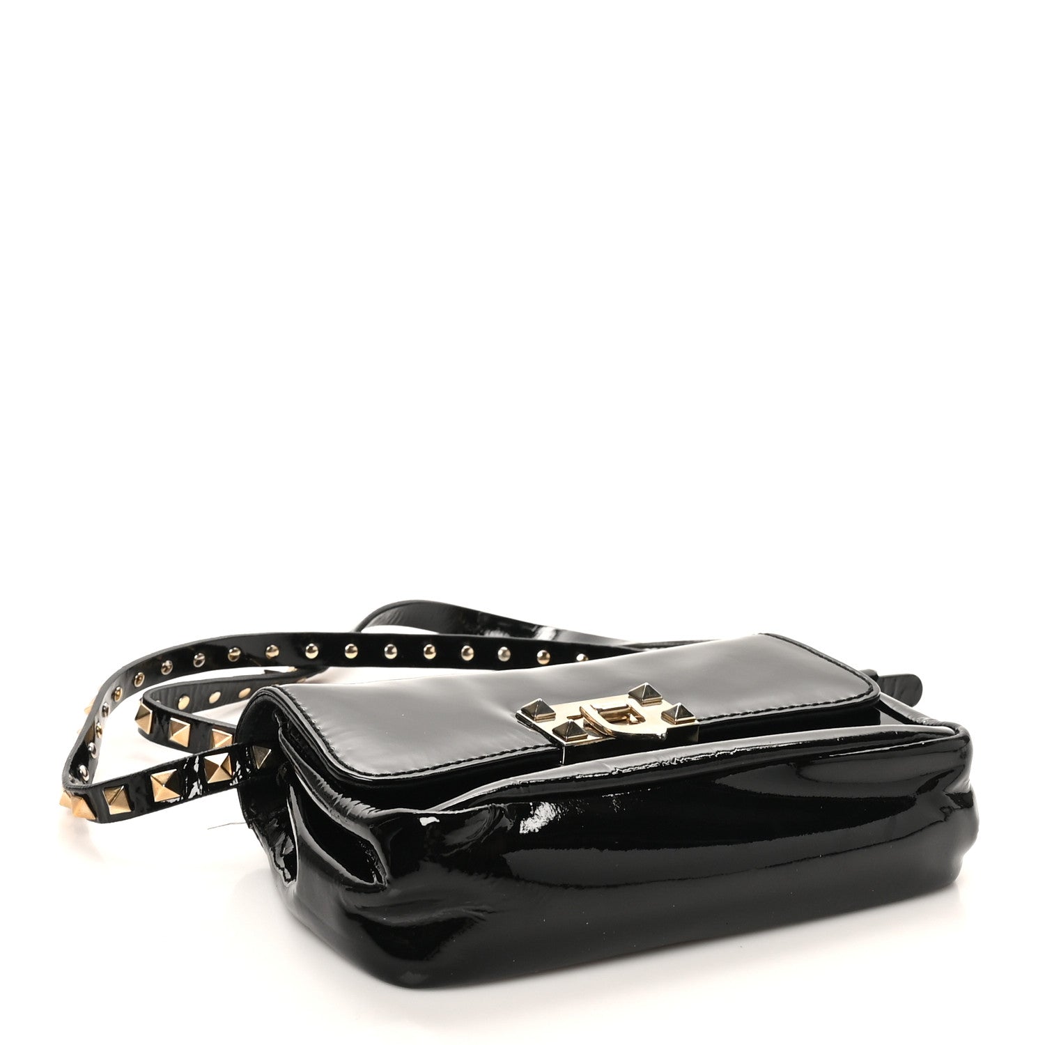 Patent Rockstud Flip Lock Flap Black