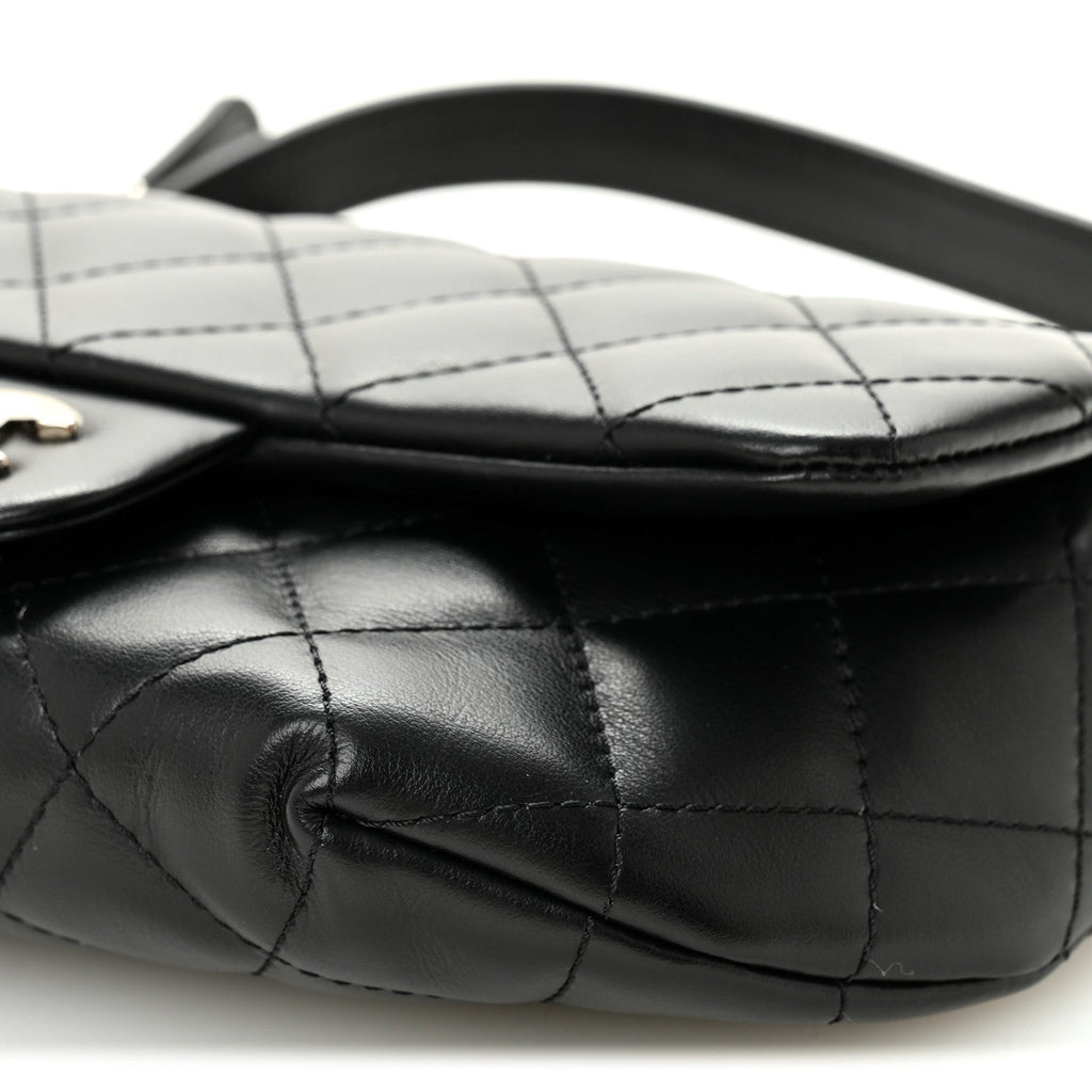 Calfskin Quilted CC Uniform Flap Belt Bag Black