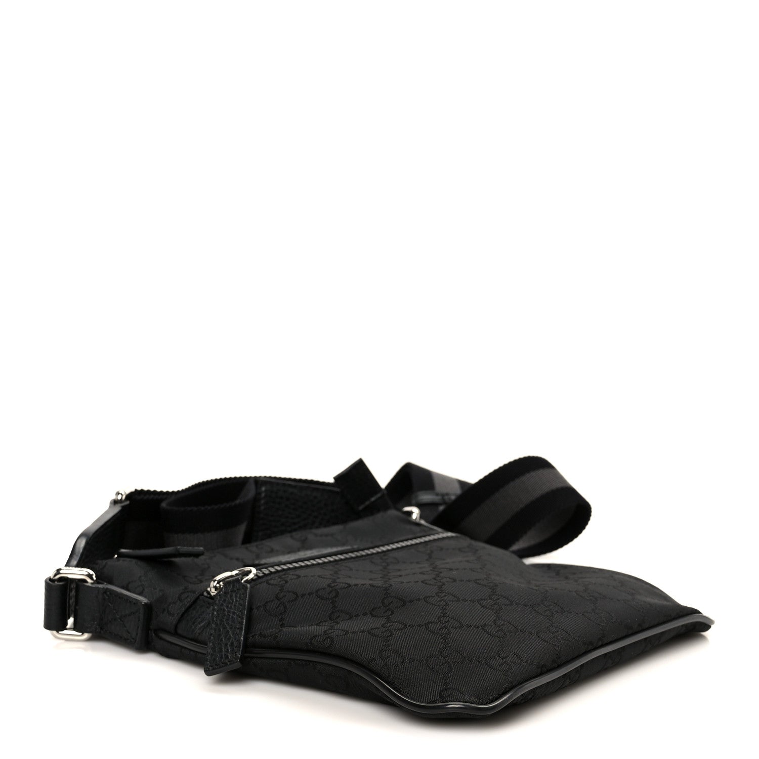 Nylon Monogram Mini Flat Messenger Bag Black