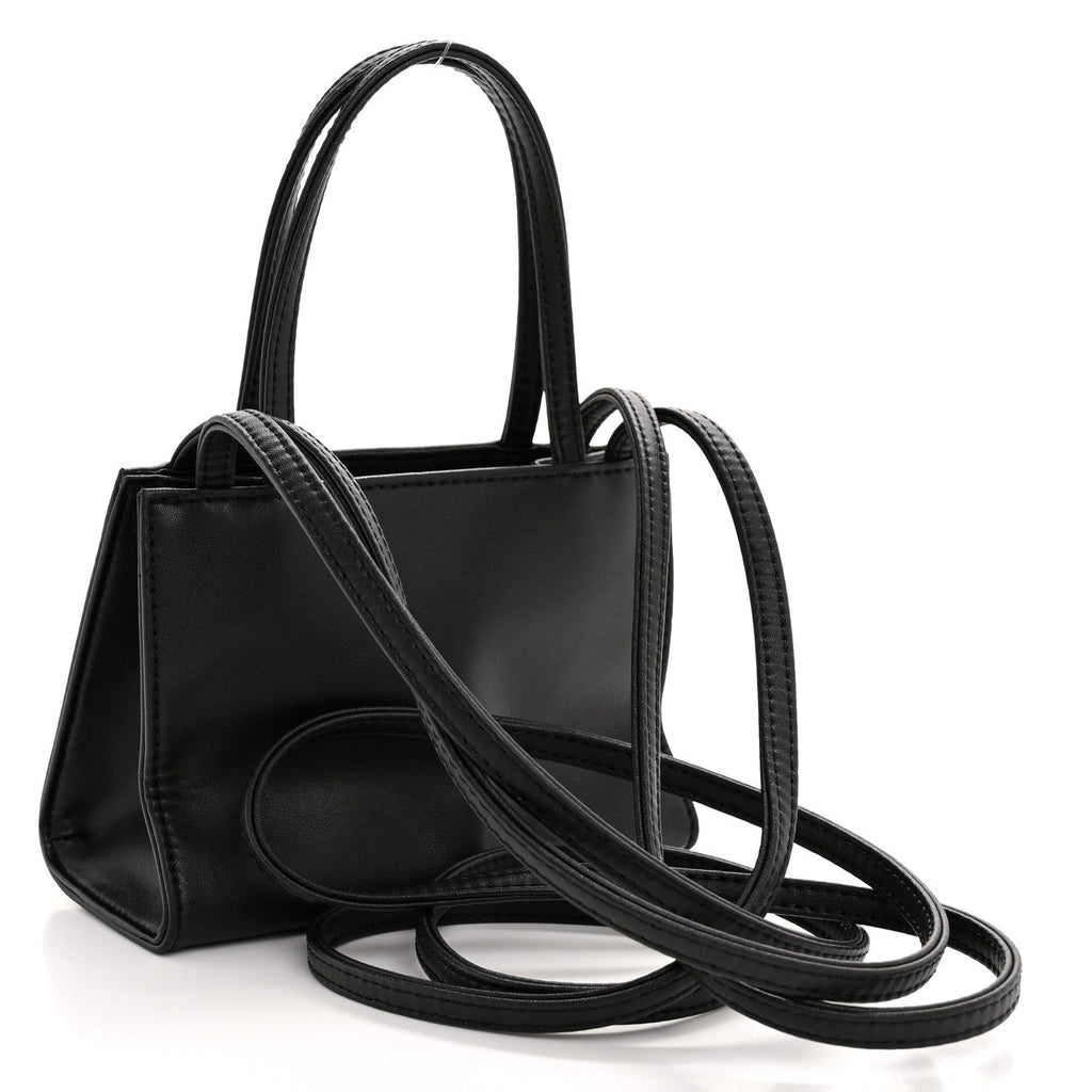 Vegan Leather Small Shopping Bag Black