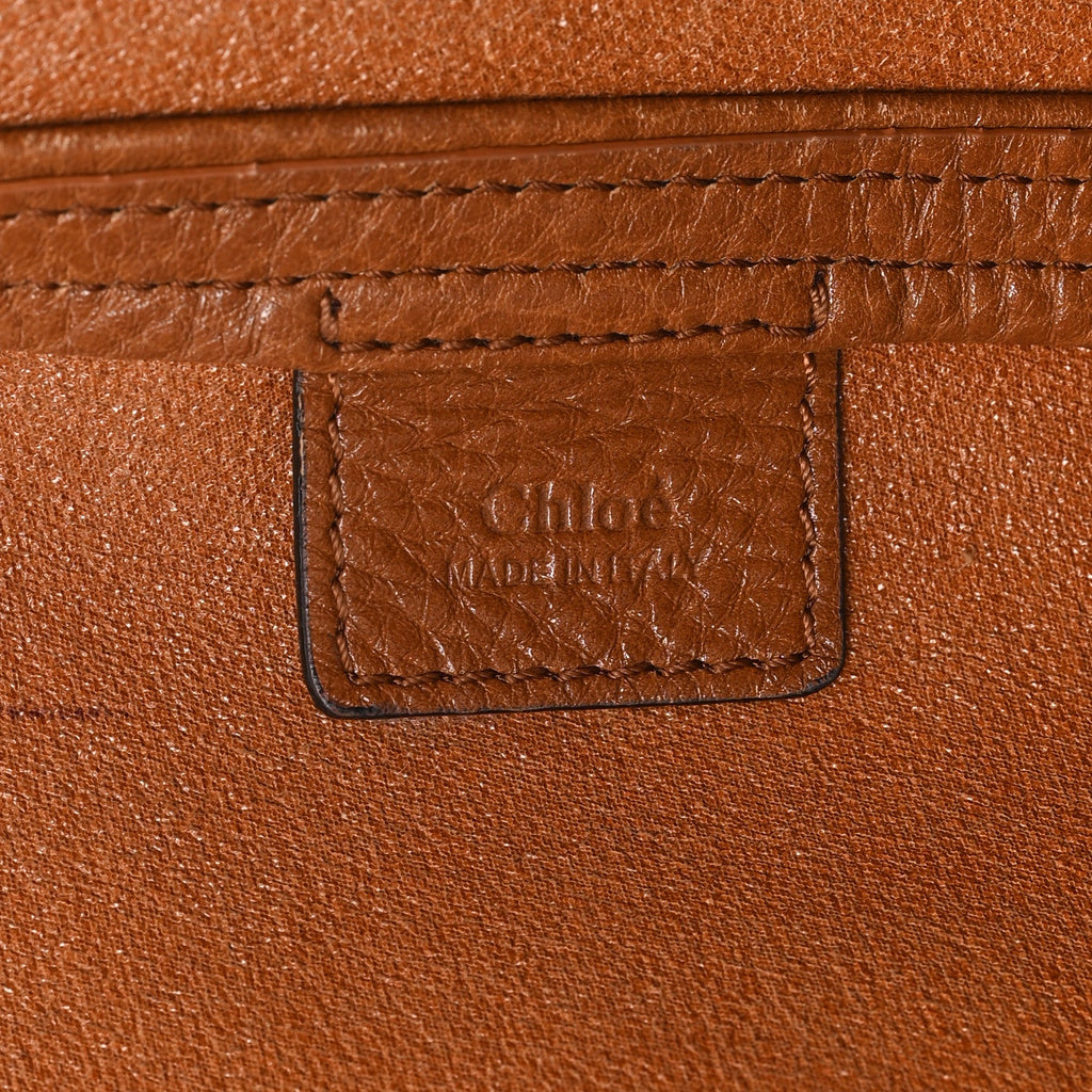 Grained Calfskin Large Spin Tote Clay Brown