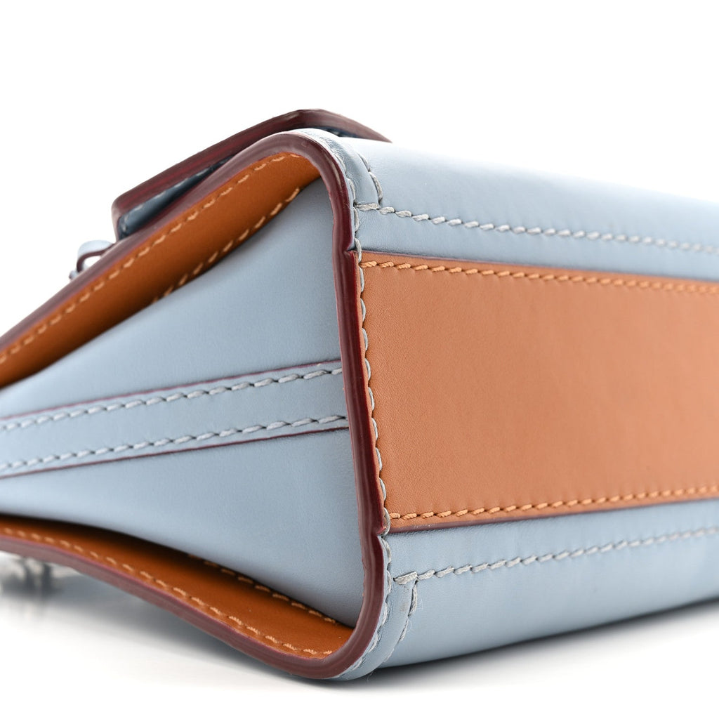 Calfskin The Short Story Shoulder Bag Blue Brown