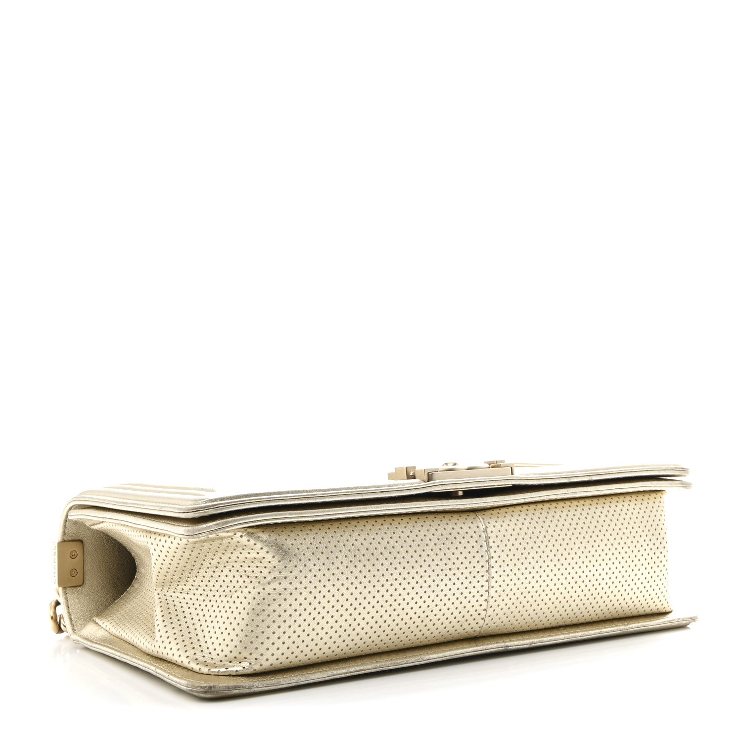 Lambskin Perforated Quilted New Medium Boy Flap Gold