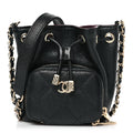 Caviar Quilted Mini CC Pocket Bucket Bag Black