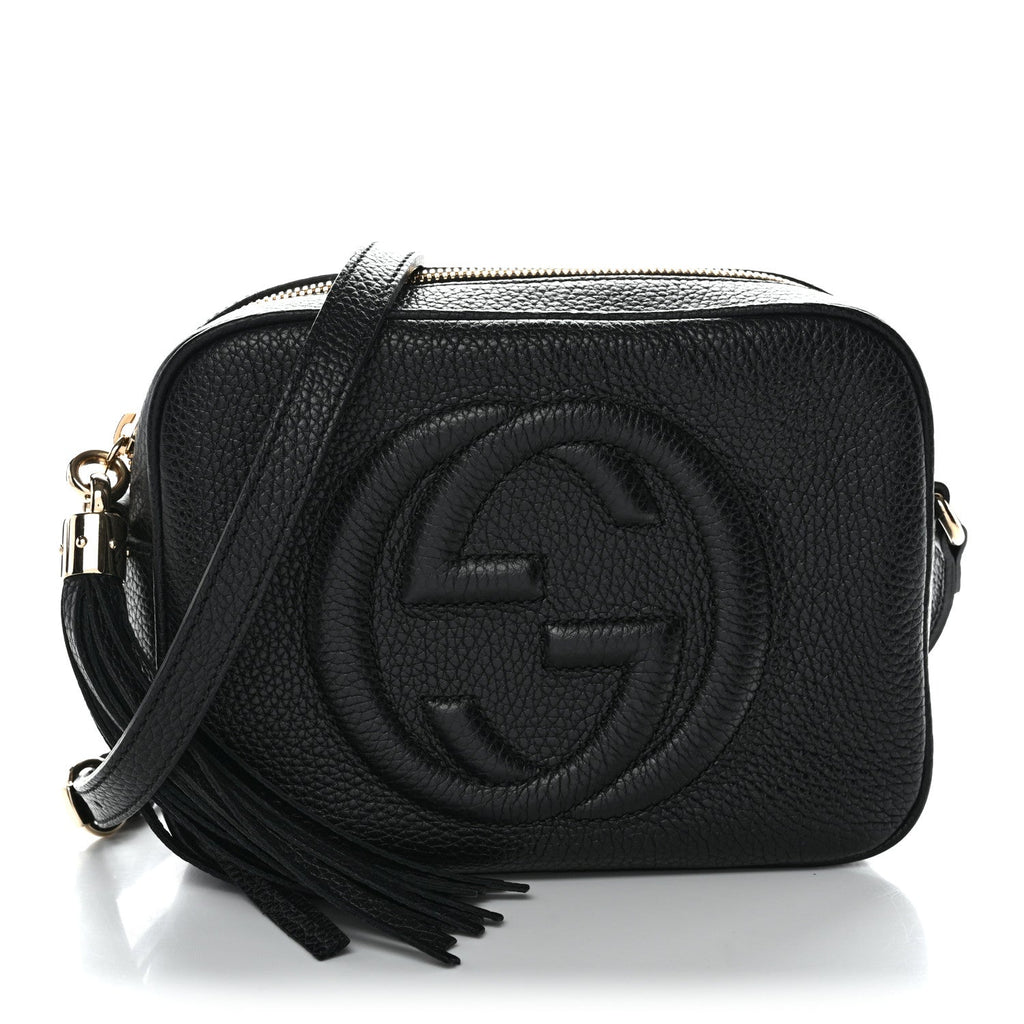 Pebbled Calfskin Small Soho Disco Bag Black