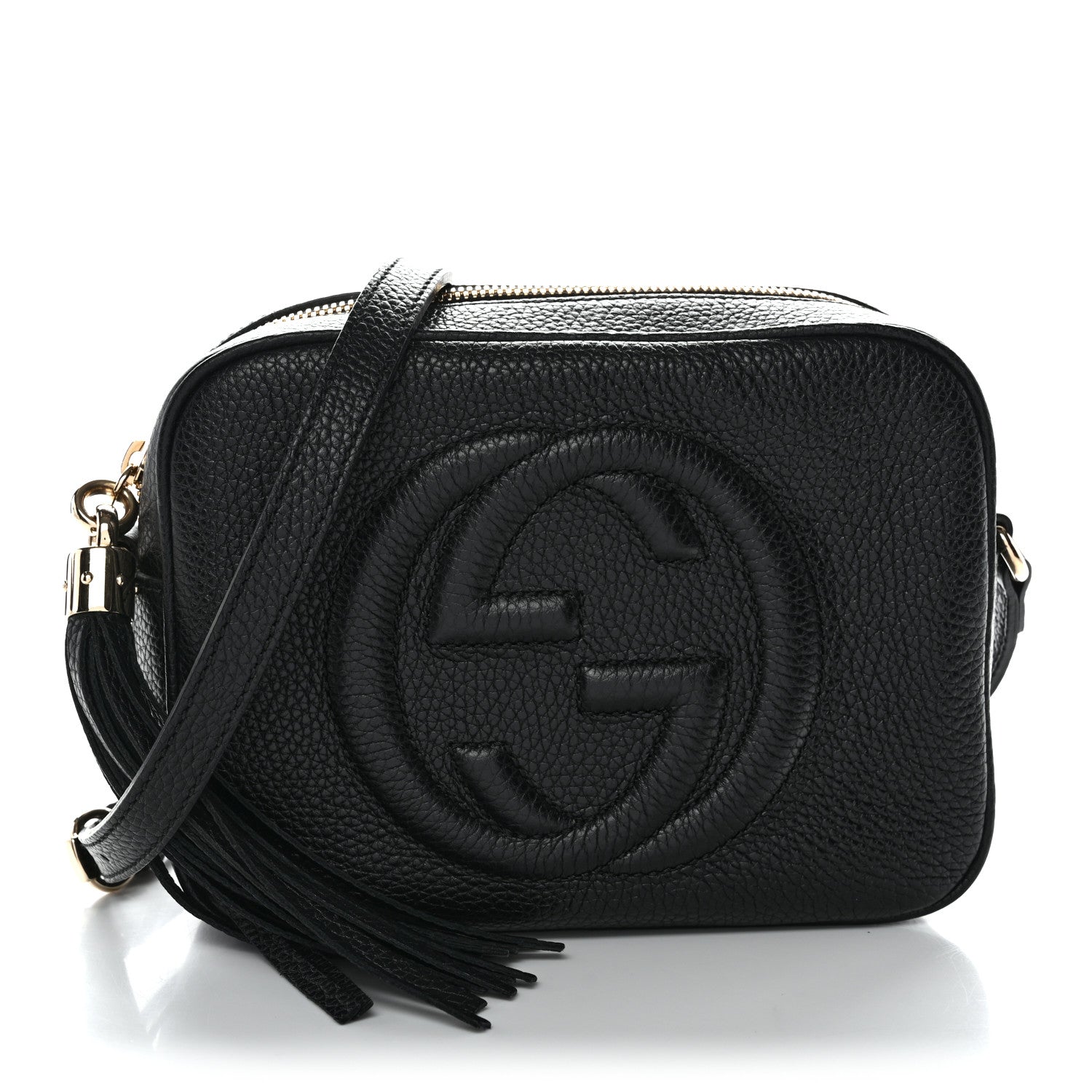 Pebbled Calfskin Small Soho Disco Bag Black