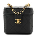 Lambskin Quilted Vanity Clutch With Chain  Black