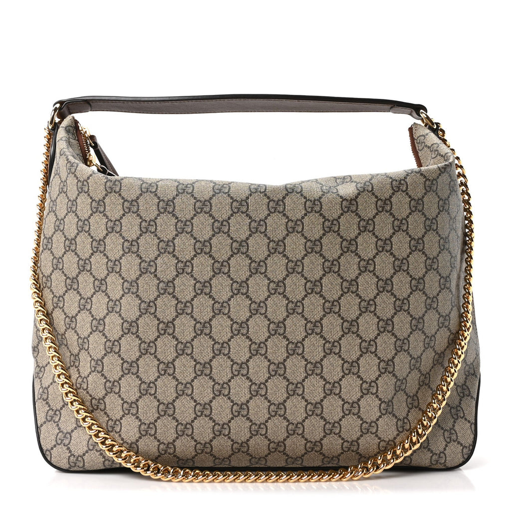 GG Supreme Monogram Large Linea A Hobo Light Brown