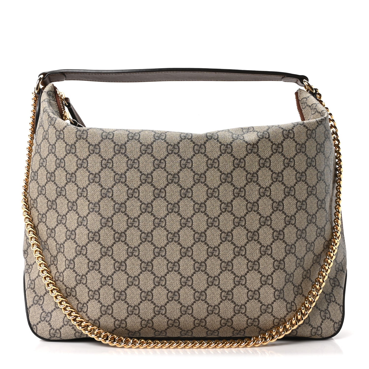 GG Supreme Monogram Large Linea A Hobo Light Brown