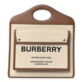 Canvas Smooth Calfskin Two Tone Medium Pocket Bag Natural Malt Brown