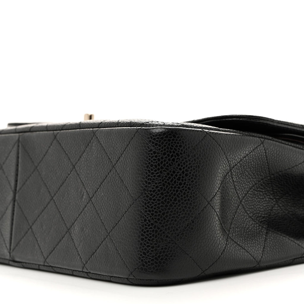 Caviar Quilted Jumbo Double Flap Black